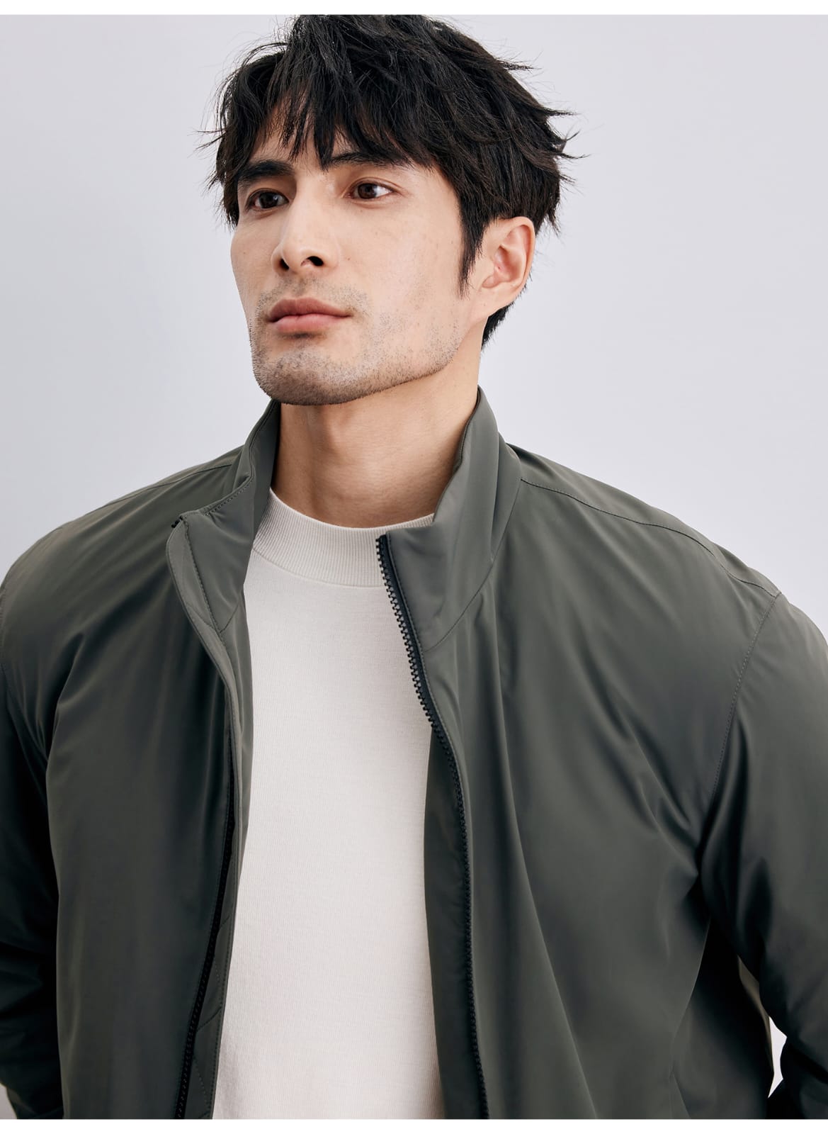 MEN’S LIGHTWEIGHT HIGH-COLLAR BOMBER JACKET CASUAL ZIP-UP OUTERWEAR