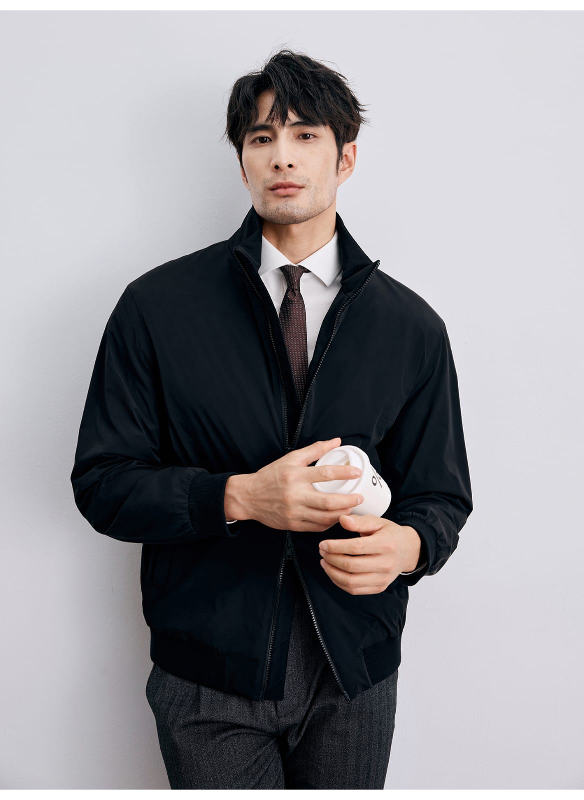 MEN’S LIGHTWEIGHT HIGH-COLLAR BOMBER JACKET CASUAL ZIP-UP OUTERWEAR