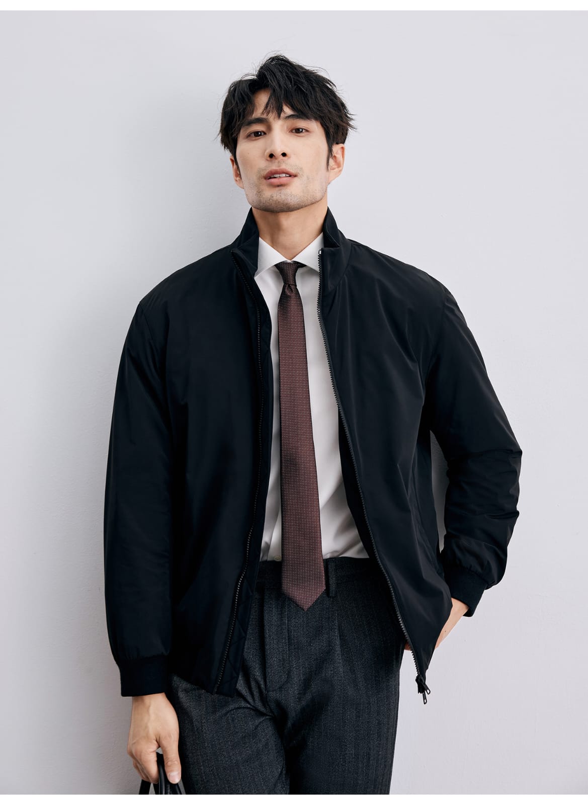 MEN’S LIGHTWEIGHT HIGH-COLLAR BOMBER JACKET CASUAL ZIP-UP OUTERWEAR