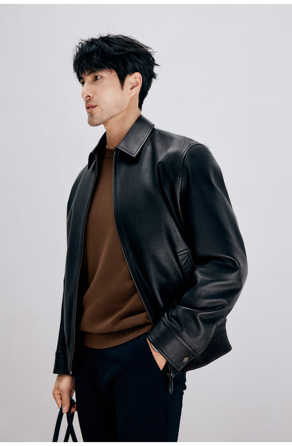 ITALIAN STYLE LUXURY LAMBSKIN LEATHER COAT