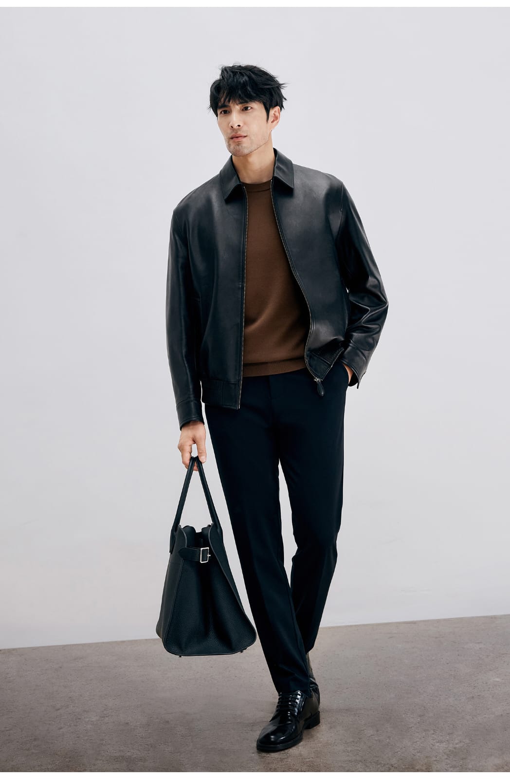 ITALIAN STYLE LUXURY LAMBSKIN LEATHER COAT