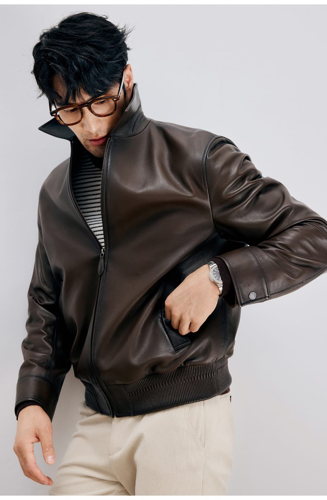 ITALIAN STYLE LUXURY LAMBSKIN LEATHER COAT
