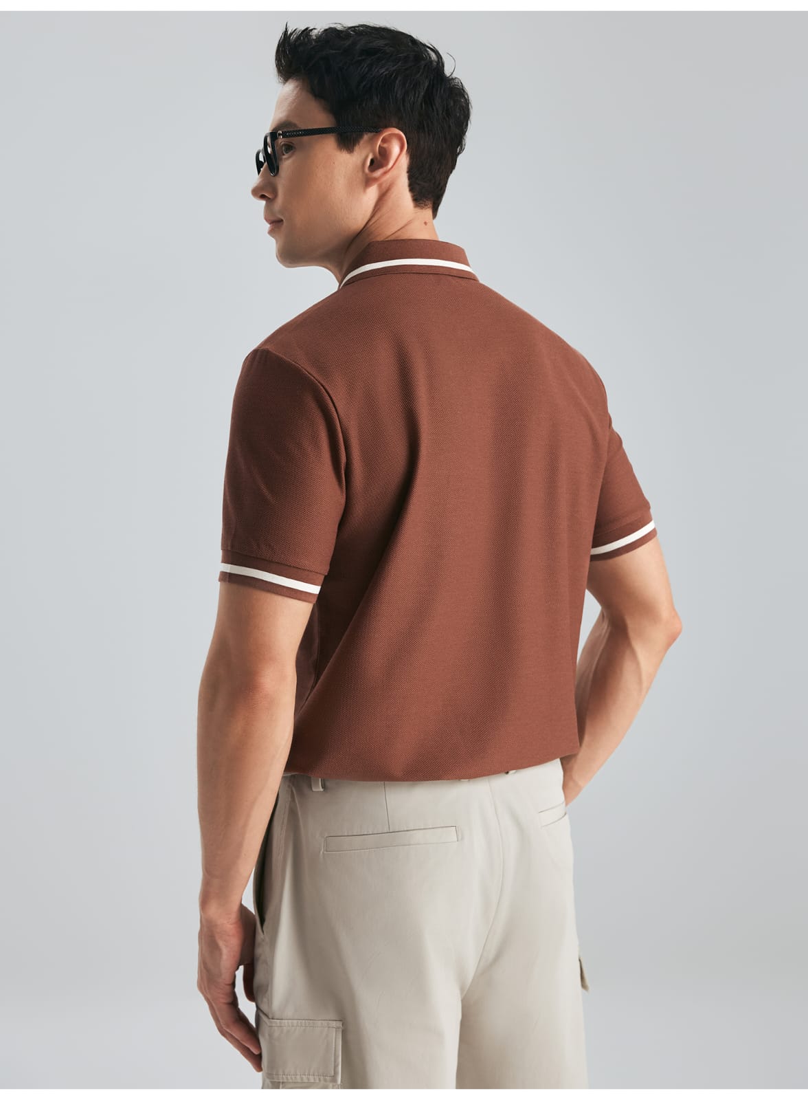 MULBERRY SILK WOOL COTTON BLEND SHORT SLEEVE POLO SHIRT
