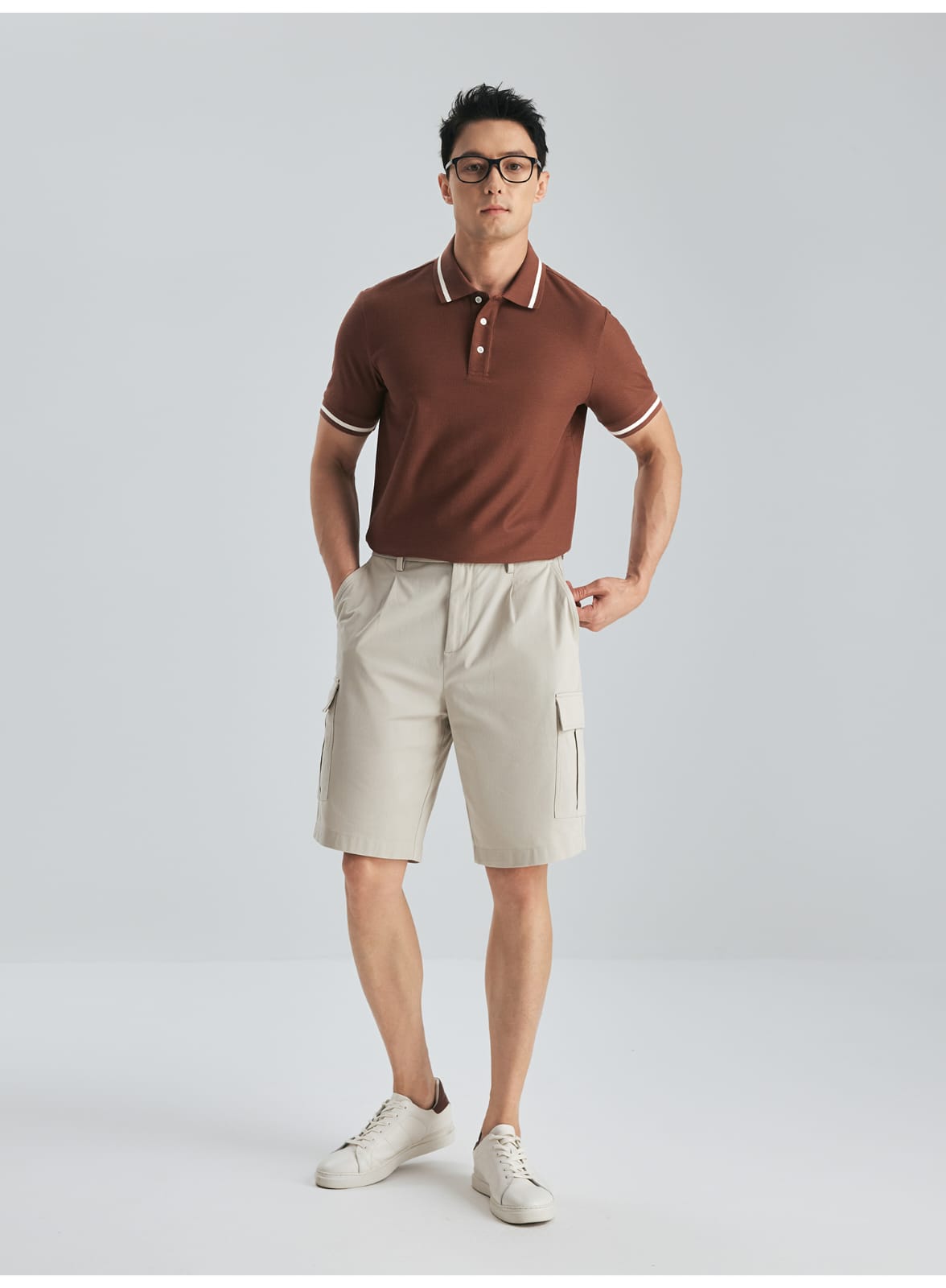 MULBERRY SILK WOOL COTTON BLEND SHORT SLEEVE POLO SHIRT