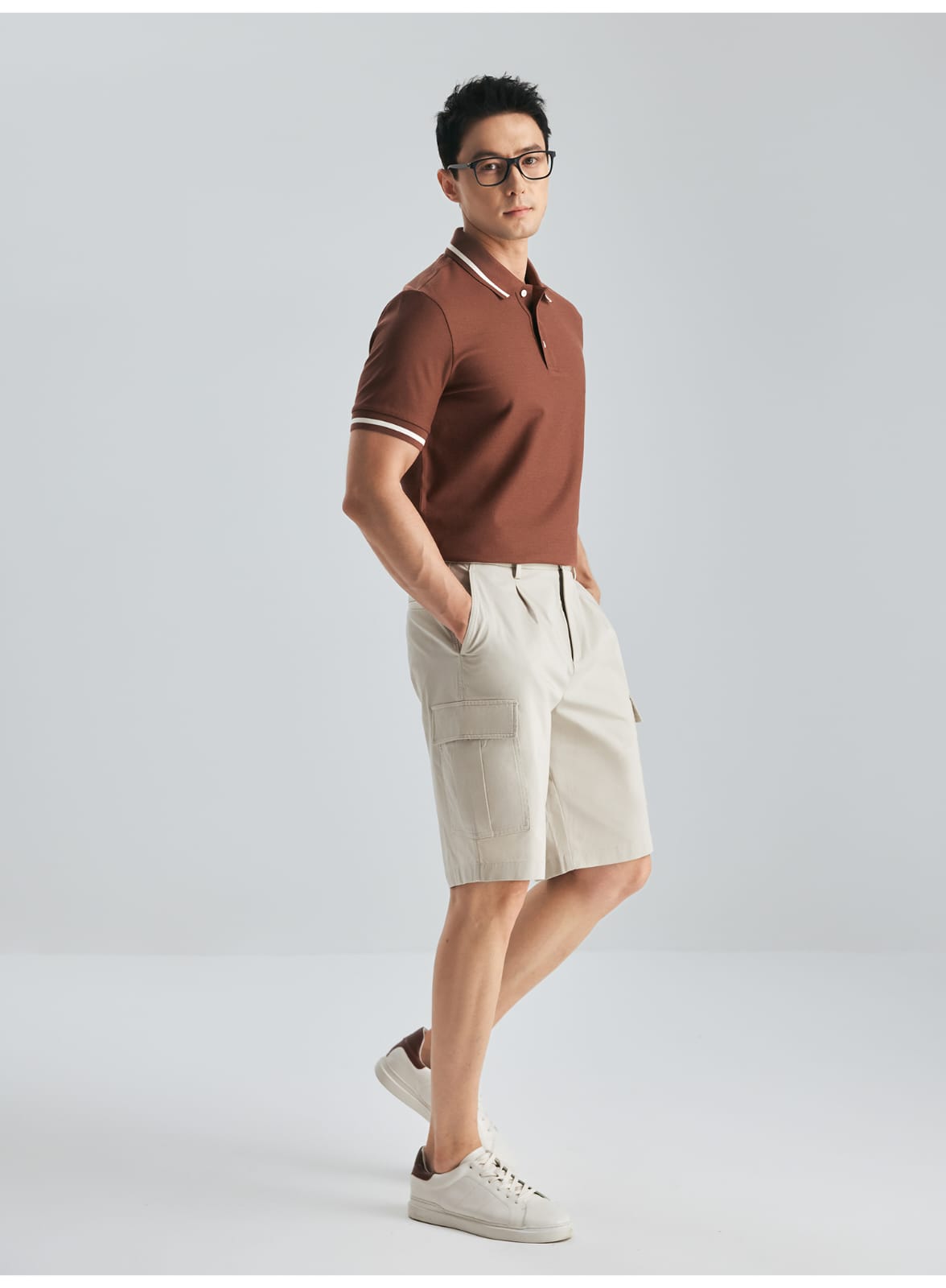 MULBERRY SILK WOOL COTTON BLEND SHORT SLEEVE POLO SHIRT