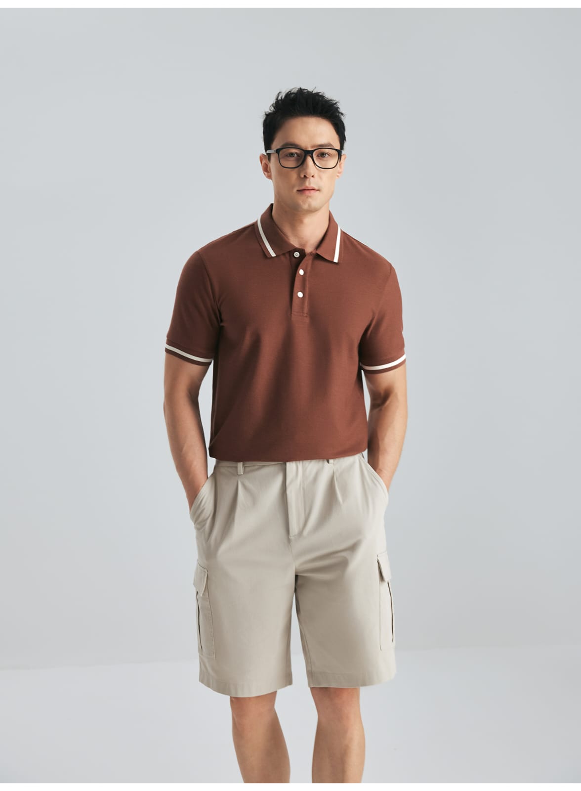 MULBERRY SILK WOOL COTTON BLEND SHORT SLEEVE POLO SHIRT