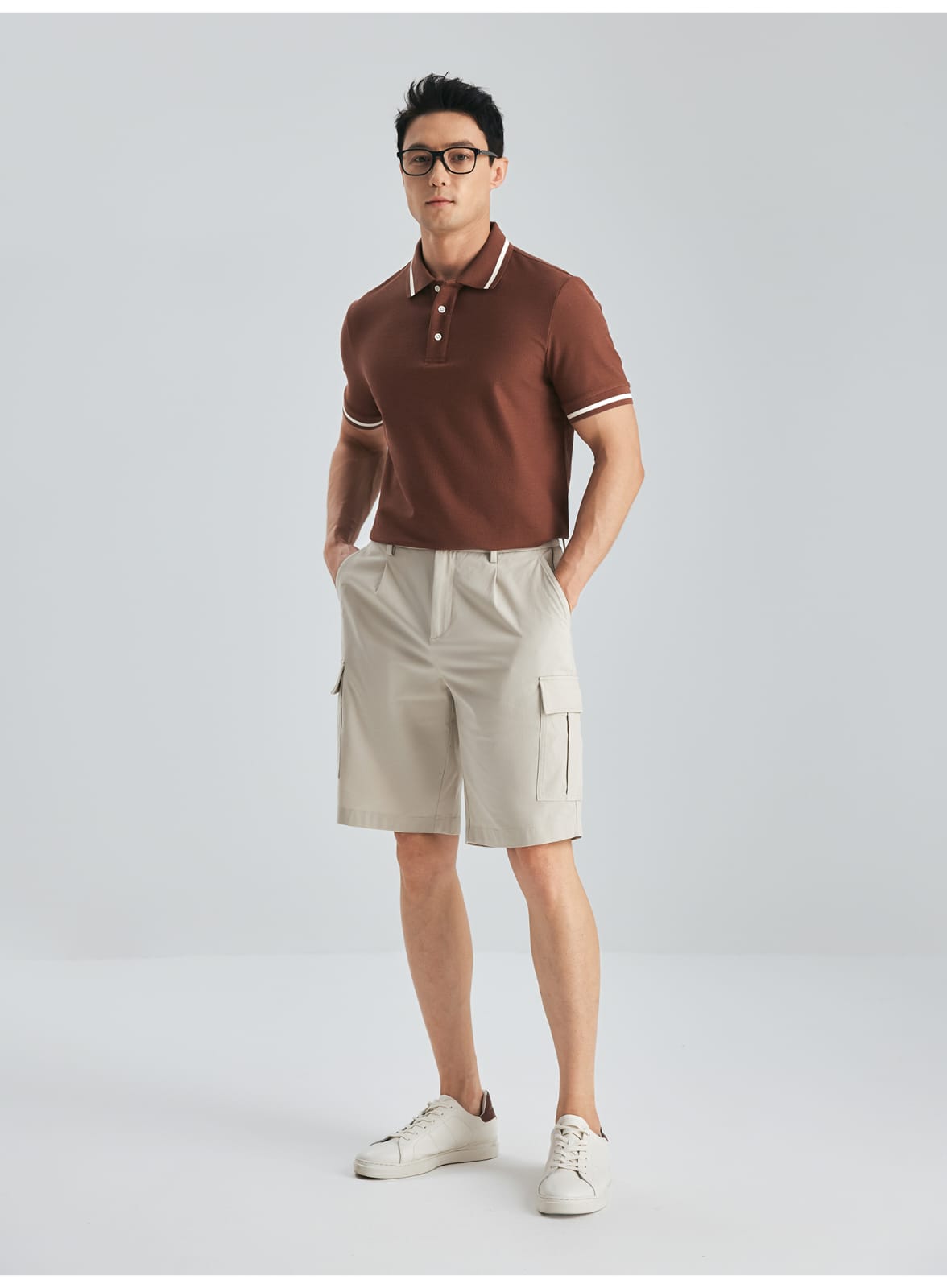 MULBERRY SILK WOOL COTTON BLEND SHORT SLEEVE POLO SHIRT