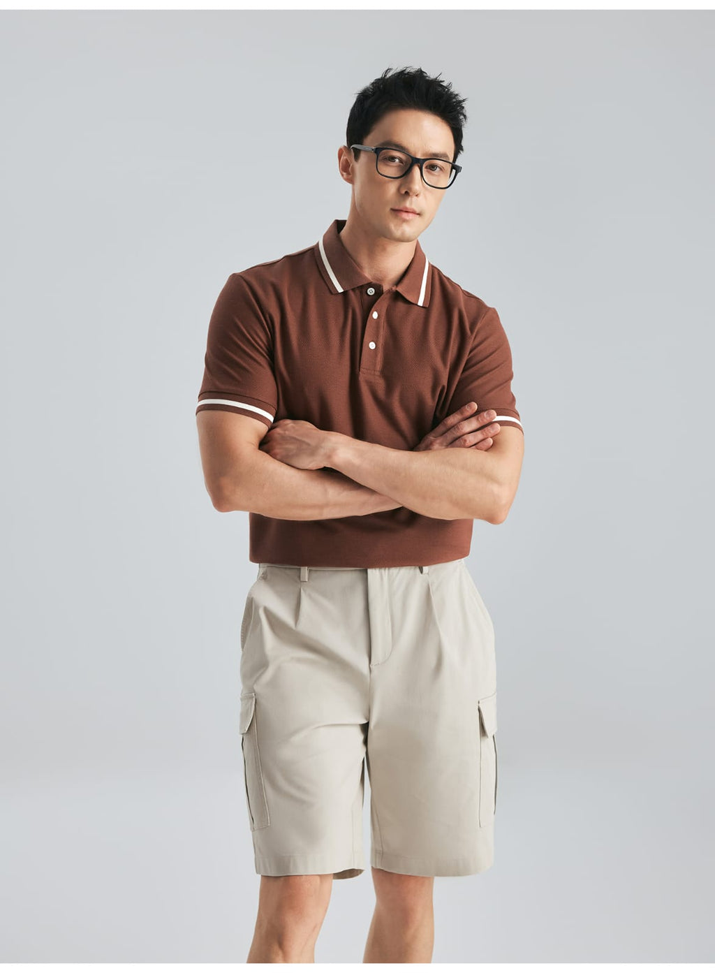 MULBERRY SILK WOOL COTTON BLEND SHORT SLEEVE POLO SHIRT