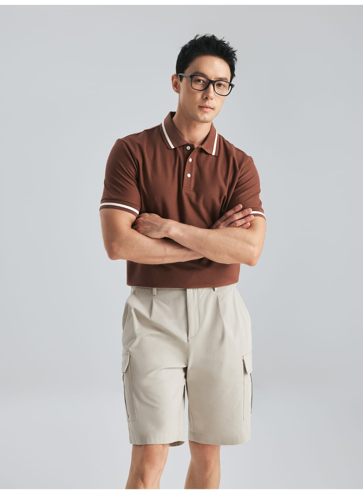 MULBERRY SILK WOOL COTTON BLEND SHORT SLEEVE POLO SHIRT