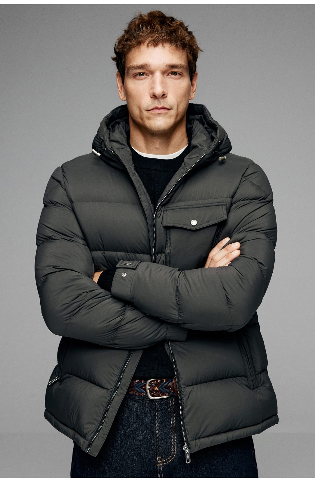 BUSINESS DOWNCOAT FLUFFY WARM HOODED GOOSE DOWN JACKET