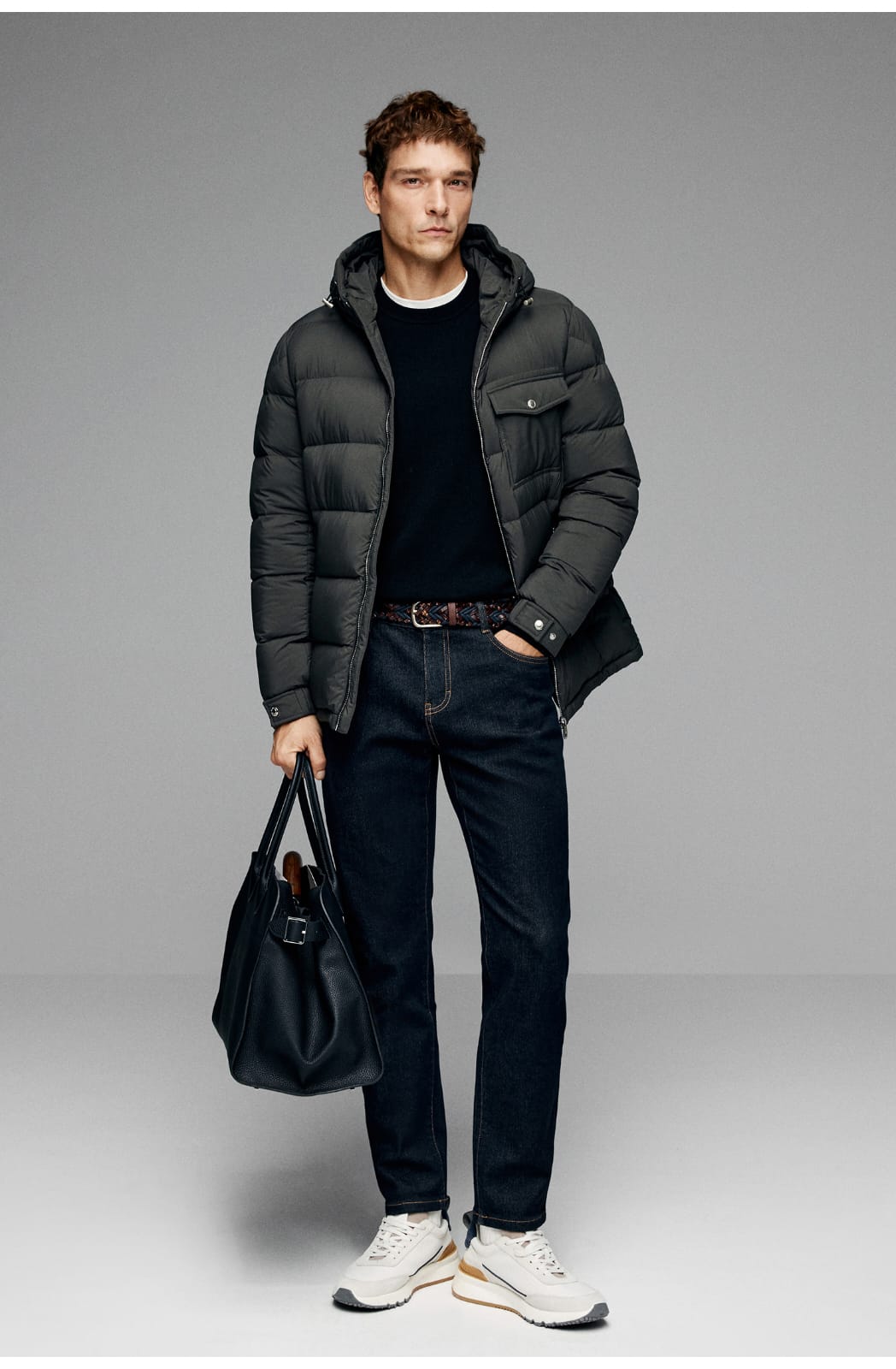BUSINESS DOWNCOAT FLUFFY WARM HOODED GOOSE DOWN JACKET