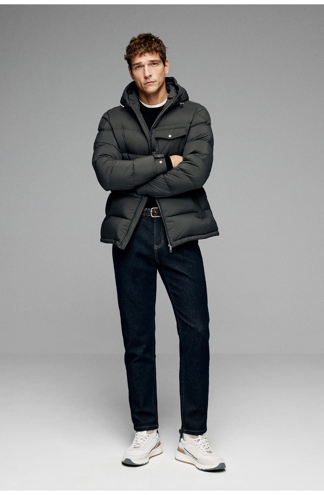 BUSINESS DOWNCOAT FLUFFY WARM HOODED GOOSE DOWN JACKET