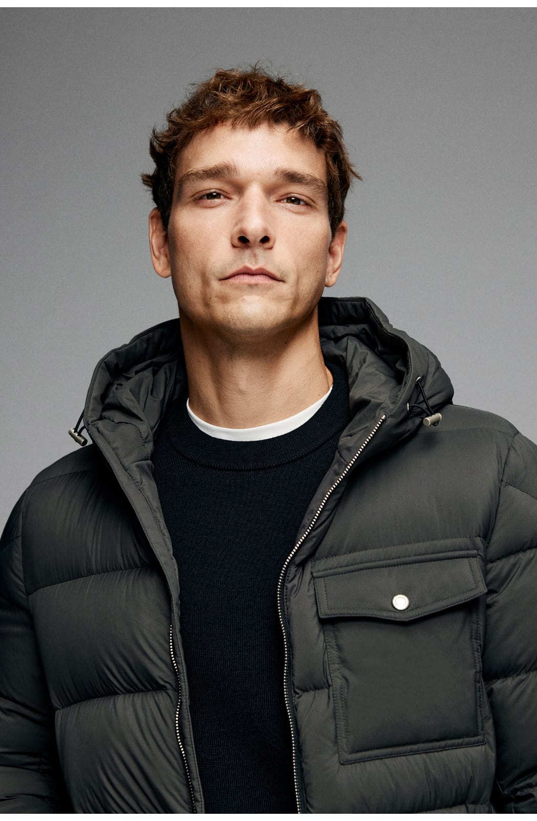 BUSINESS DOWNCOAT FLUFFY WARM HOODED GOOSE DOWN JACKET