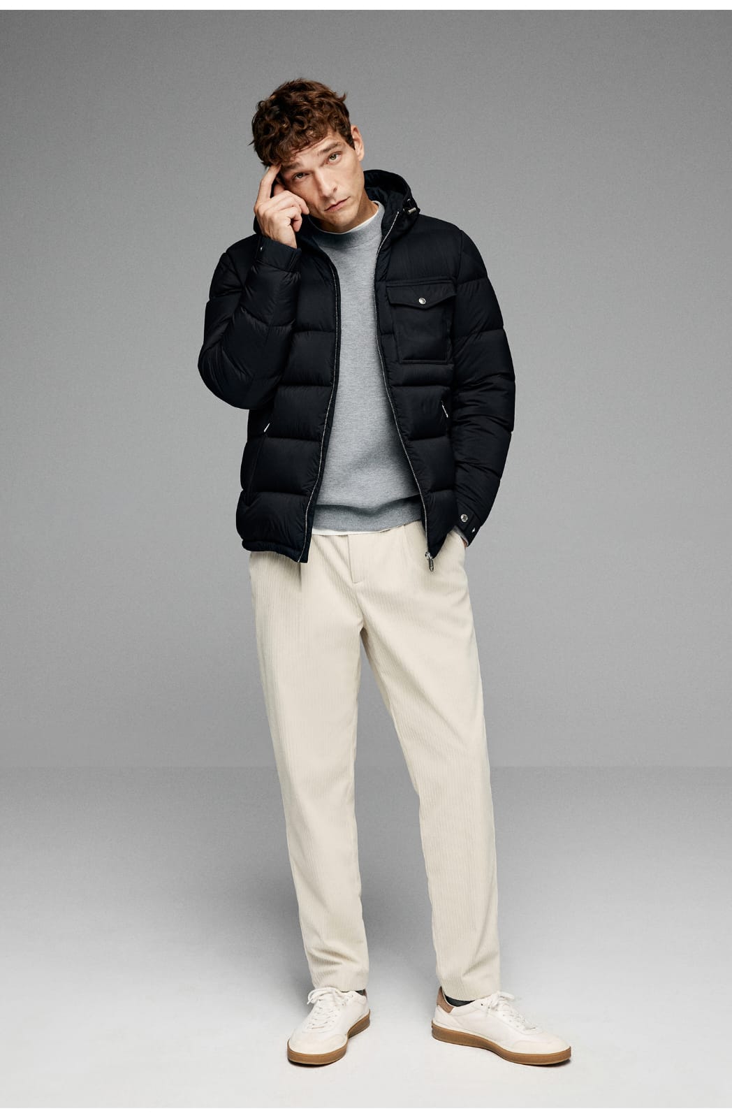 BUSINESS DOWNCOAT FLUFFY WARM HOODED GOOSE DOWN JACKET