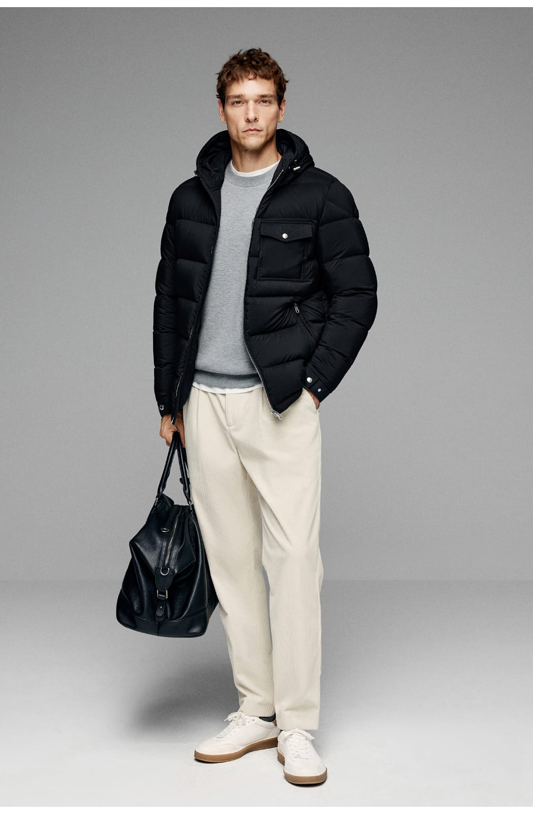BUSINESS DOWNCOAT FLUFFY WARM HOODED GOOSE DOWN JACKET