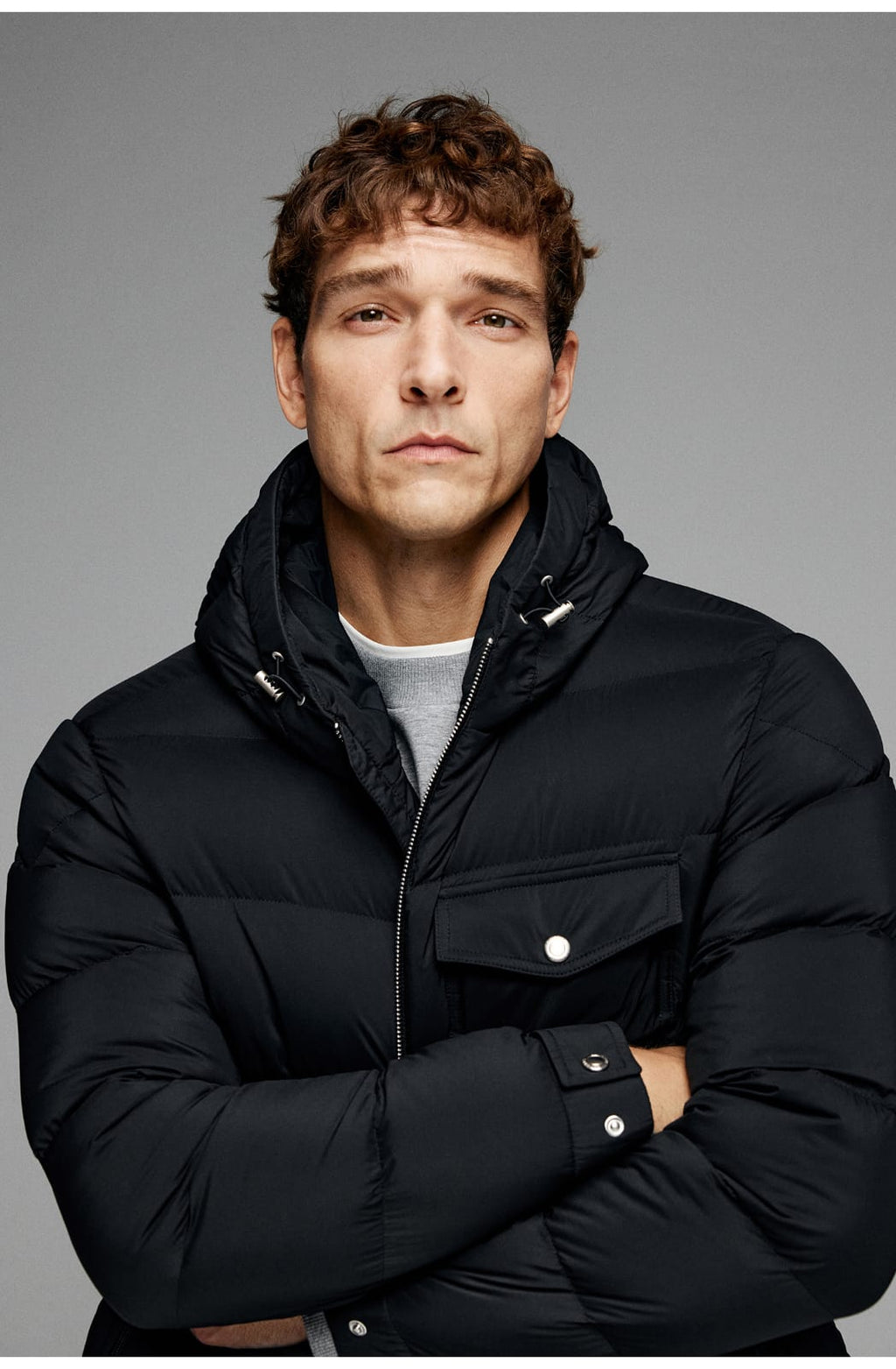 BUSINESS DOWNCOAT FLUFFY WARM HOODED GOOSE DOWN JACKET