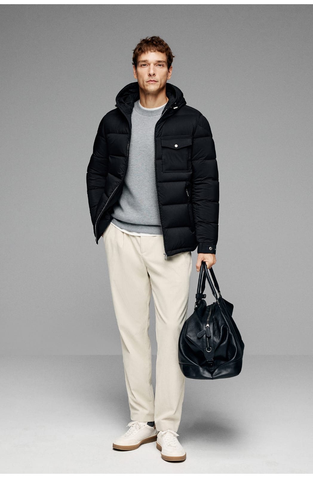 BUSINESS DOWNCOAT FLUFFY WARM HOODED GOOSE DOWN JACKET