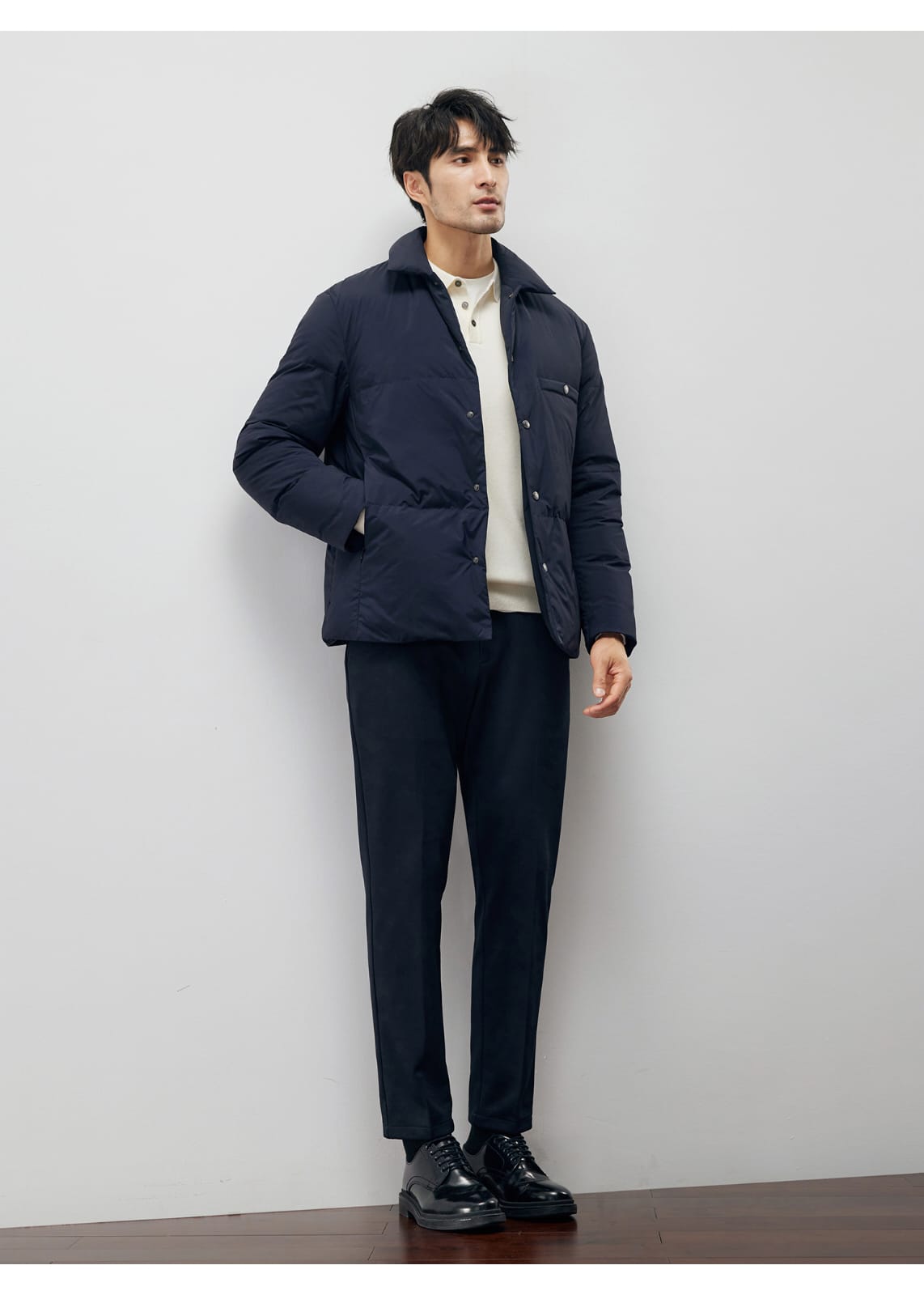 ELEGANT LAPEL PUFFY GOOSE DOWN WINTER JACKET