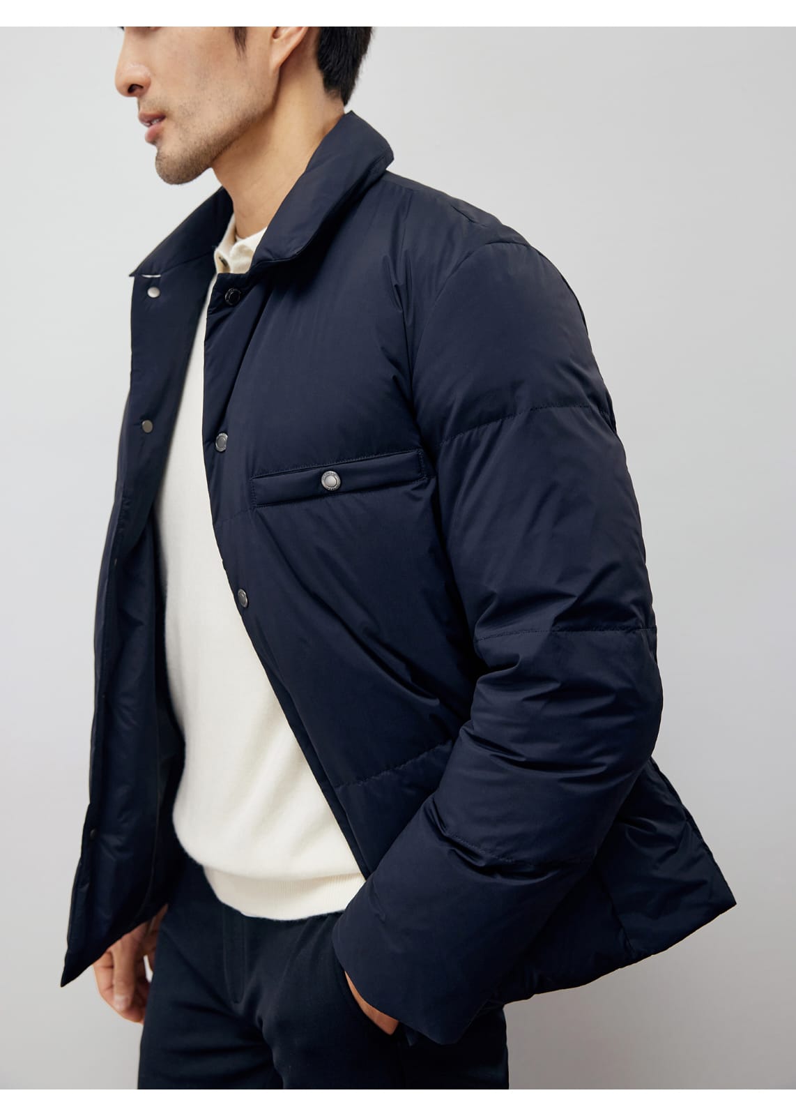 ELEGANT LAPEL PUFFY GOOSE DOWN WINTER JACKET