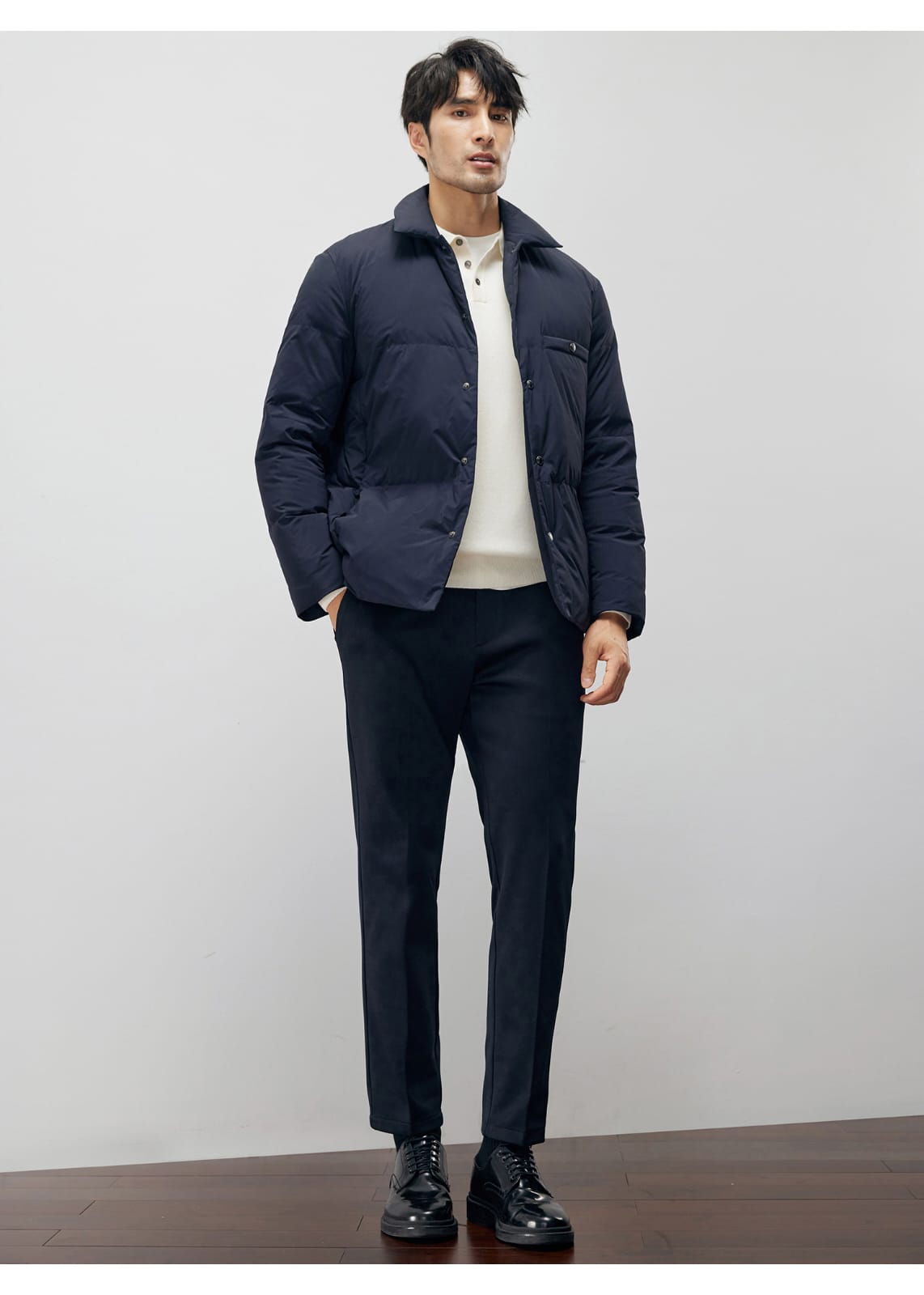 ELEGANT LAPEL PUFFY GOOSE DOWN WINTER JACKET
