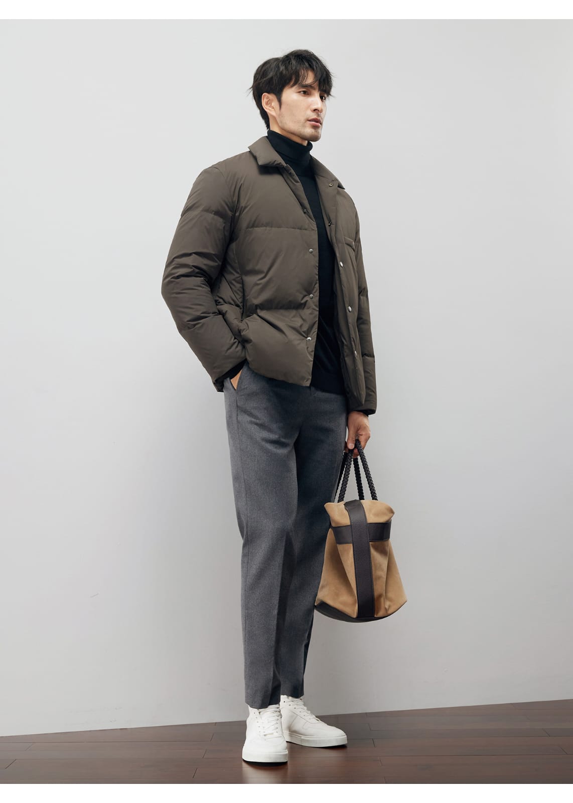 ELEGANT LAPEL PUFFY GOOSE DOWN WINTER JACKET