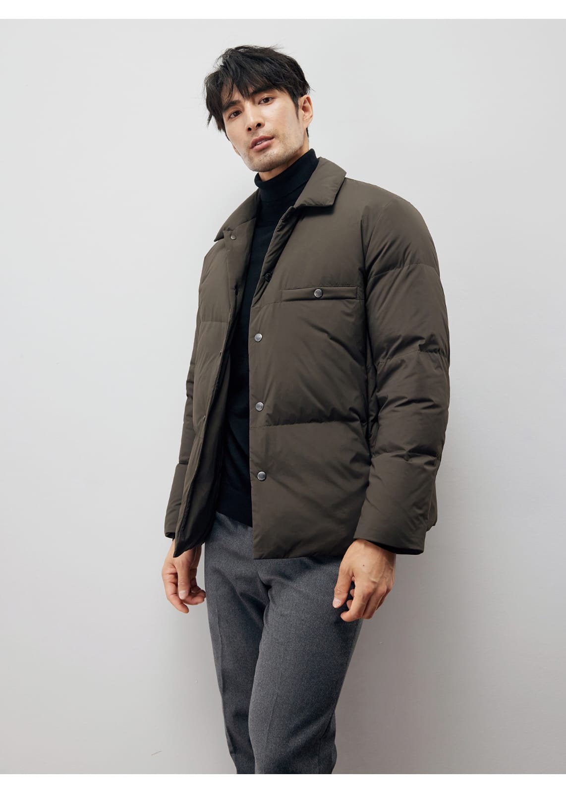 ELEGANT LAPEL PUFFY GOOSE DOWN WINTER JACKET
