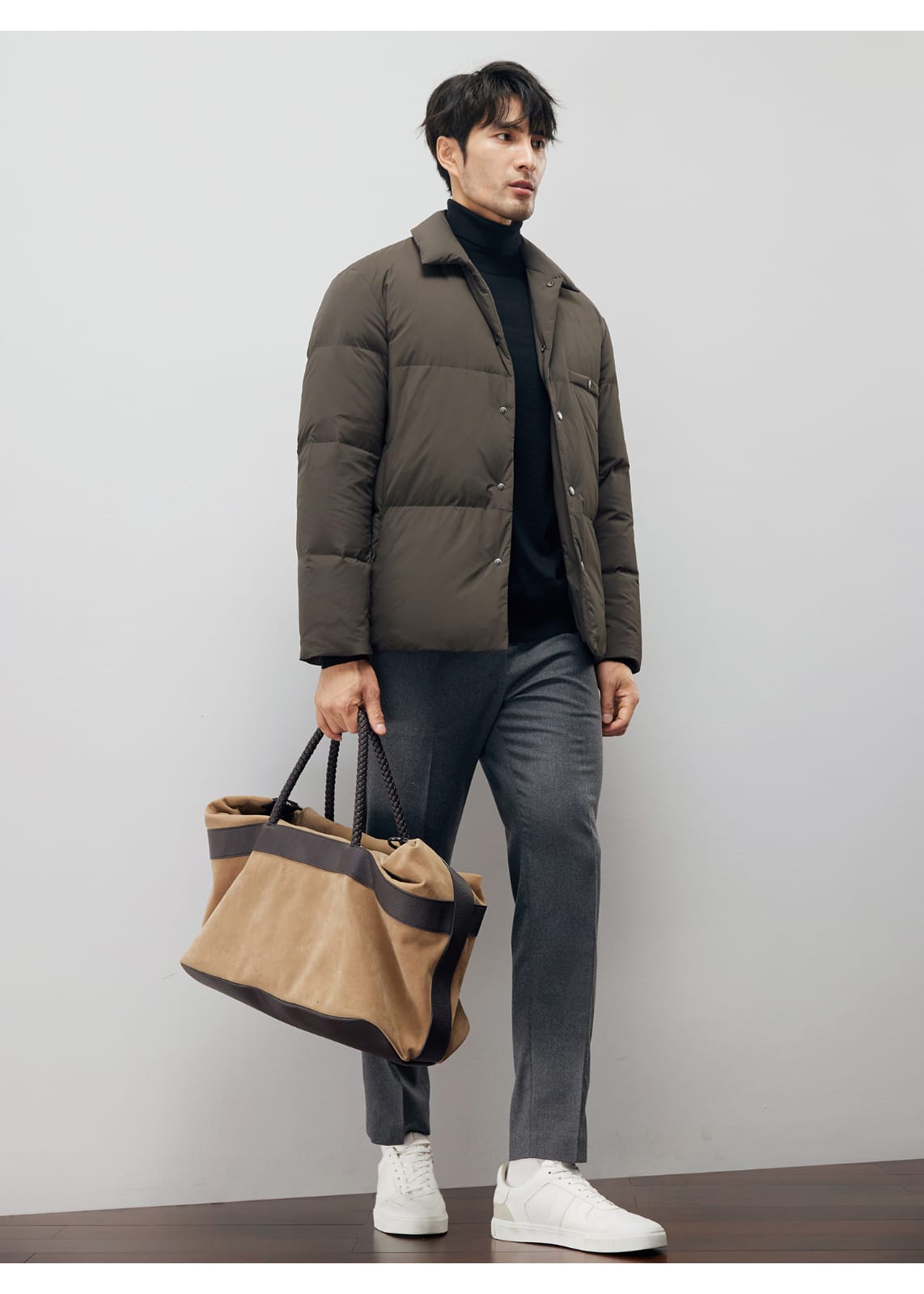 ELEGANT LAPEL PUFFY GOOSE DOWN WINTER JACKET