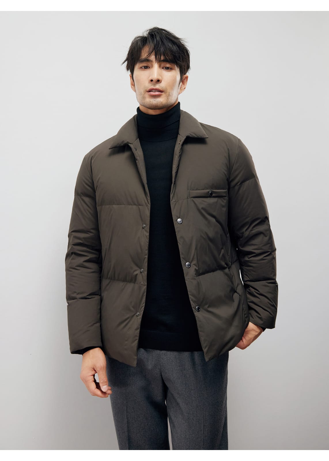 ELEGANT LAPEL PUFFY GOOSE DOWN WINTER JACKET