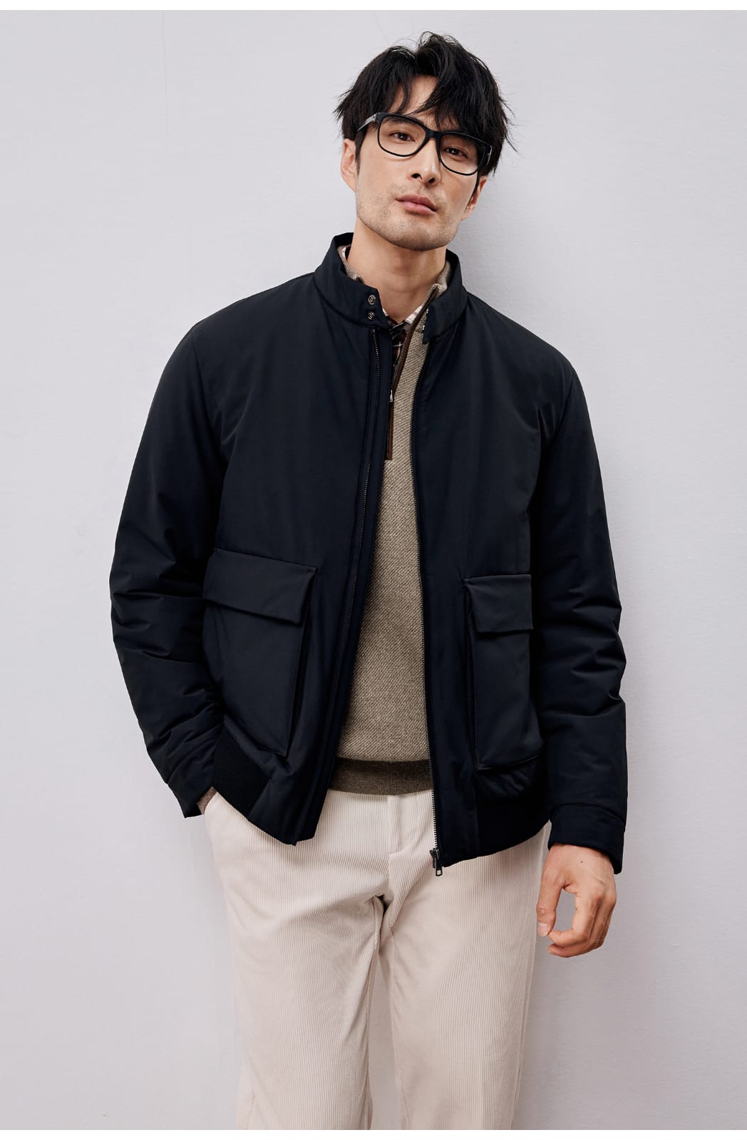 ITALIAN STYLE LIGHTWEIGHT THERMAL STAND COLLAR JACKET