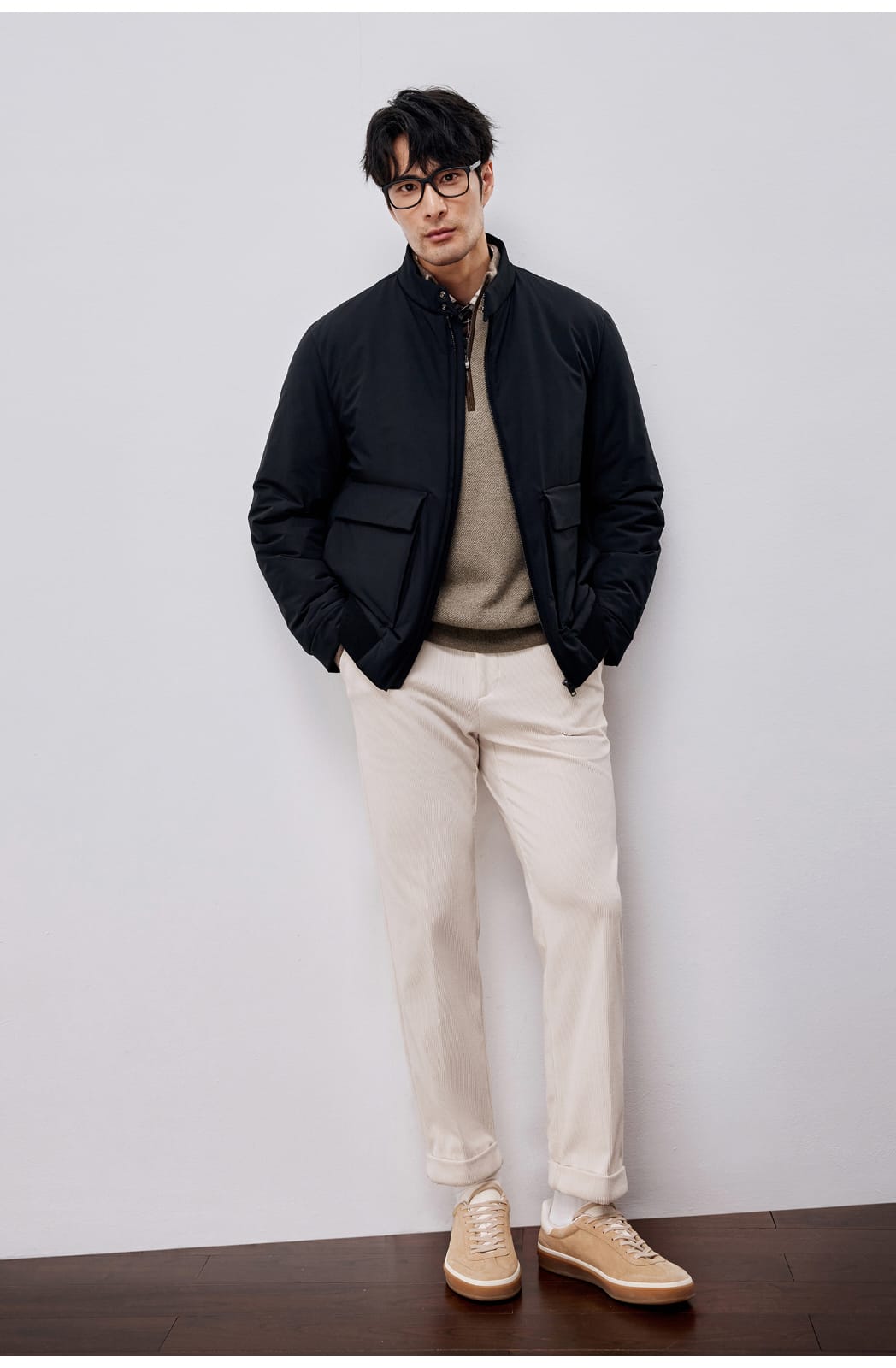 ITALIAN STYLE LIGHTWEIGHT THERMAL STAND COLLAR JACKET