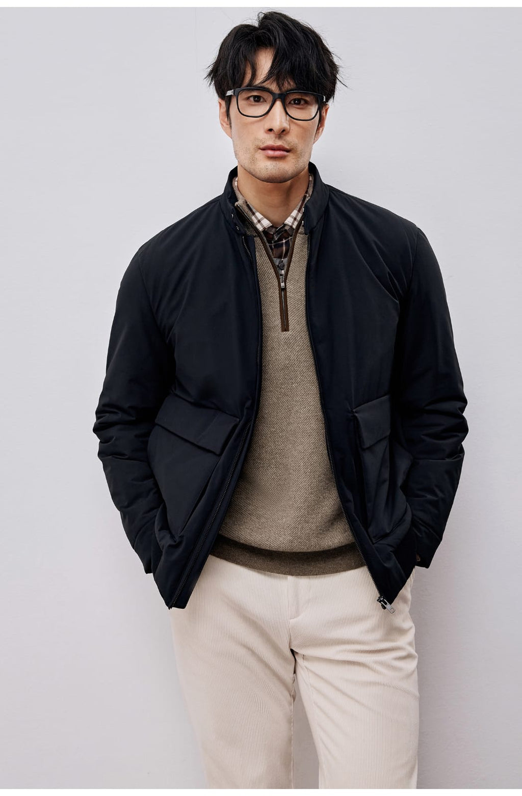ITALIAN STYLE LIGHTWEIGHT THERMAL STAND COLLAR JACKET