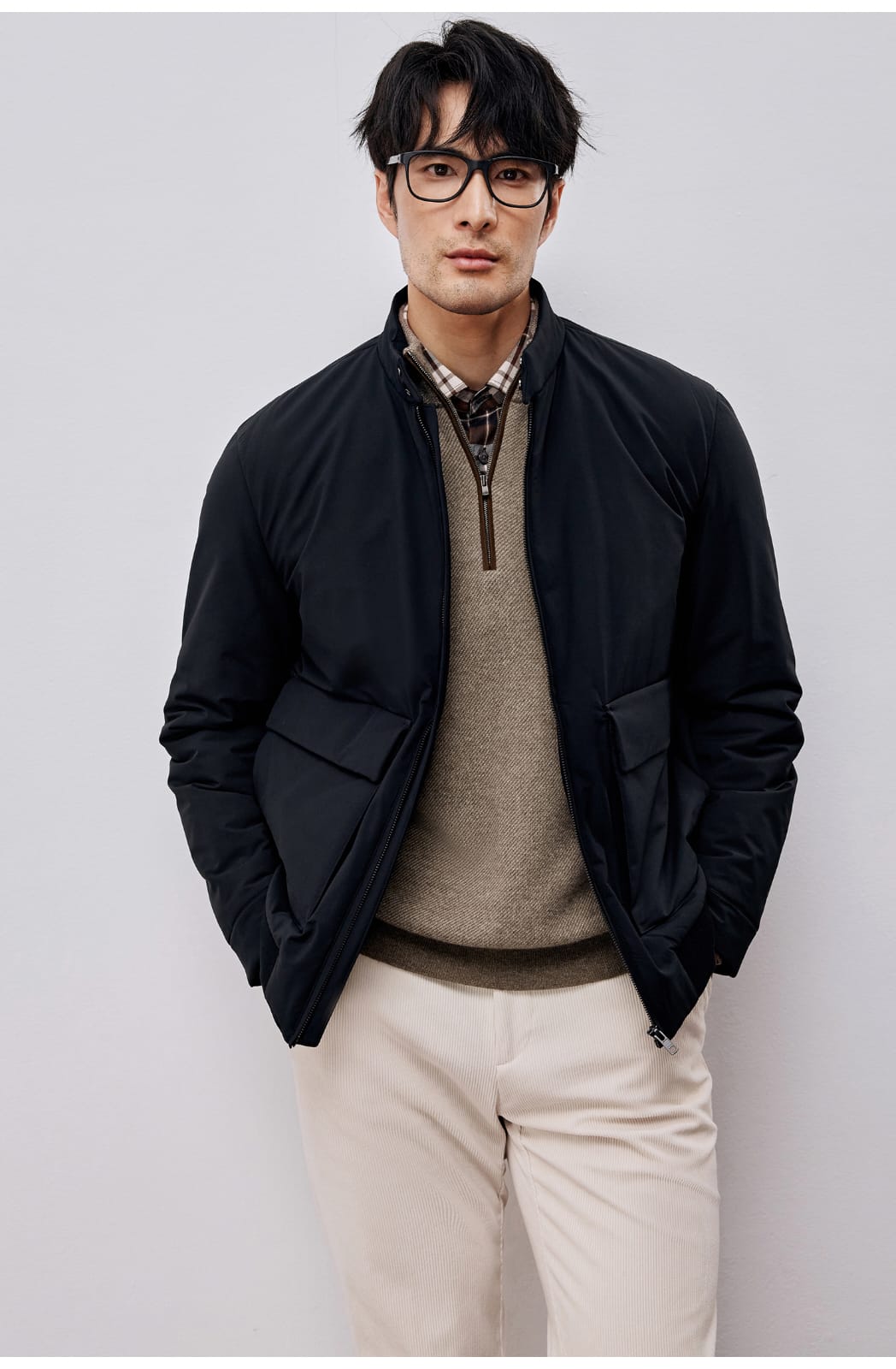 ITALIAN STYLE LIGHTWEIGHT THERMAL STAND COLLAR JACKET