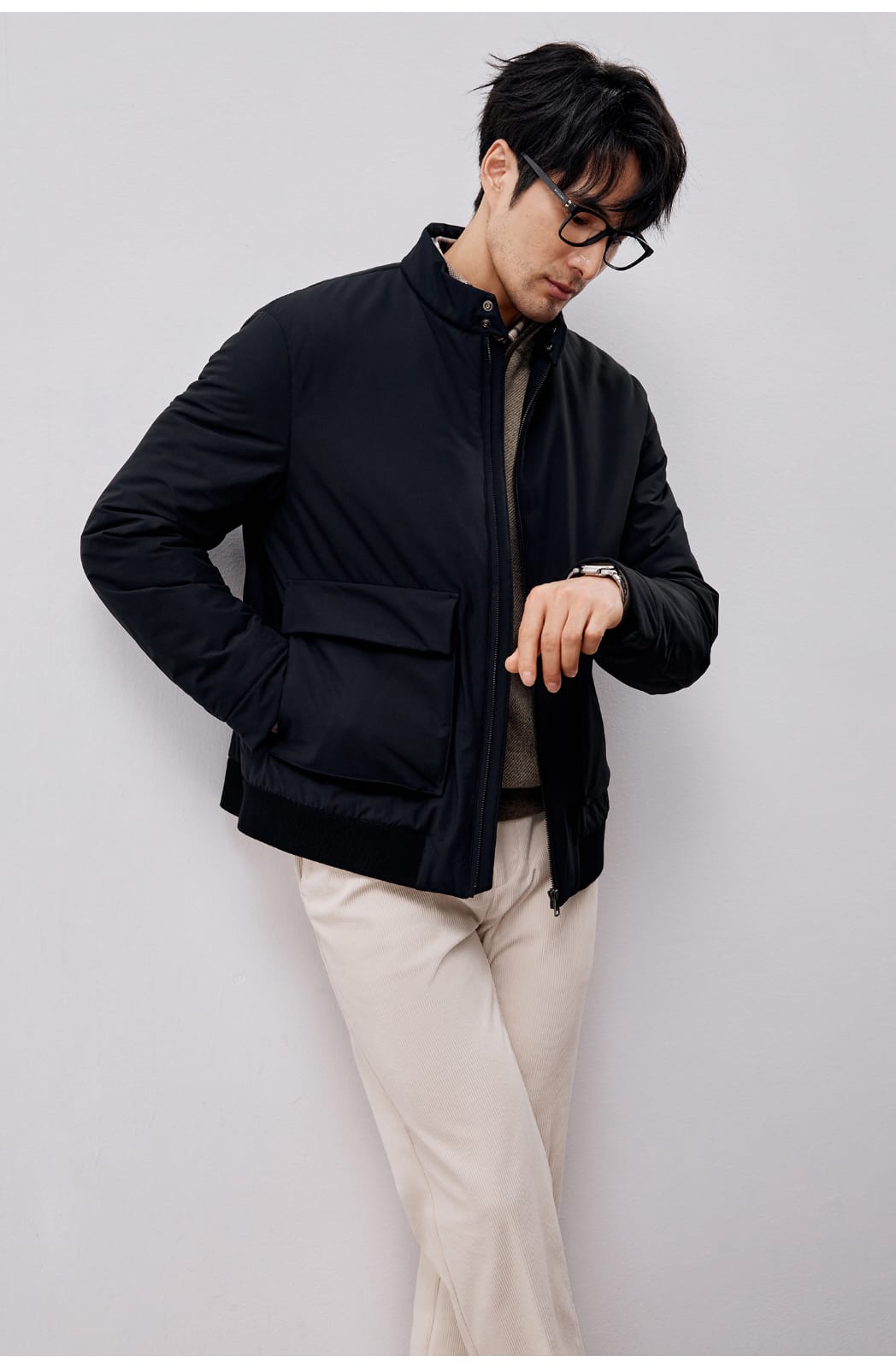 ITALIAN STYLE LIGHTWEIGHT THERMAL STAND COLLAR JACKET