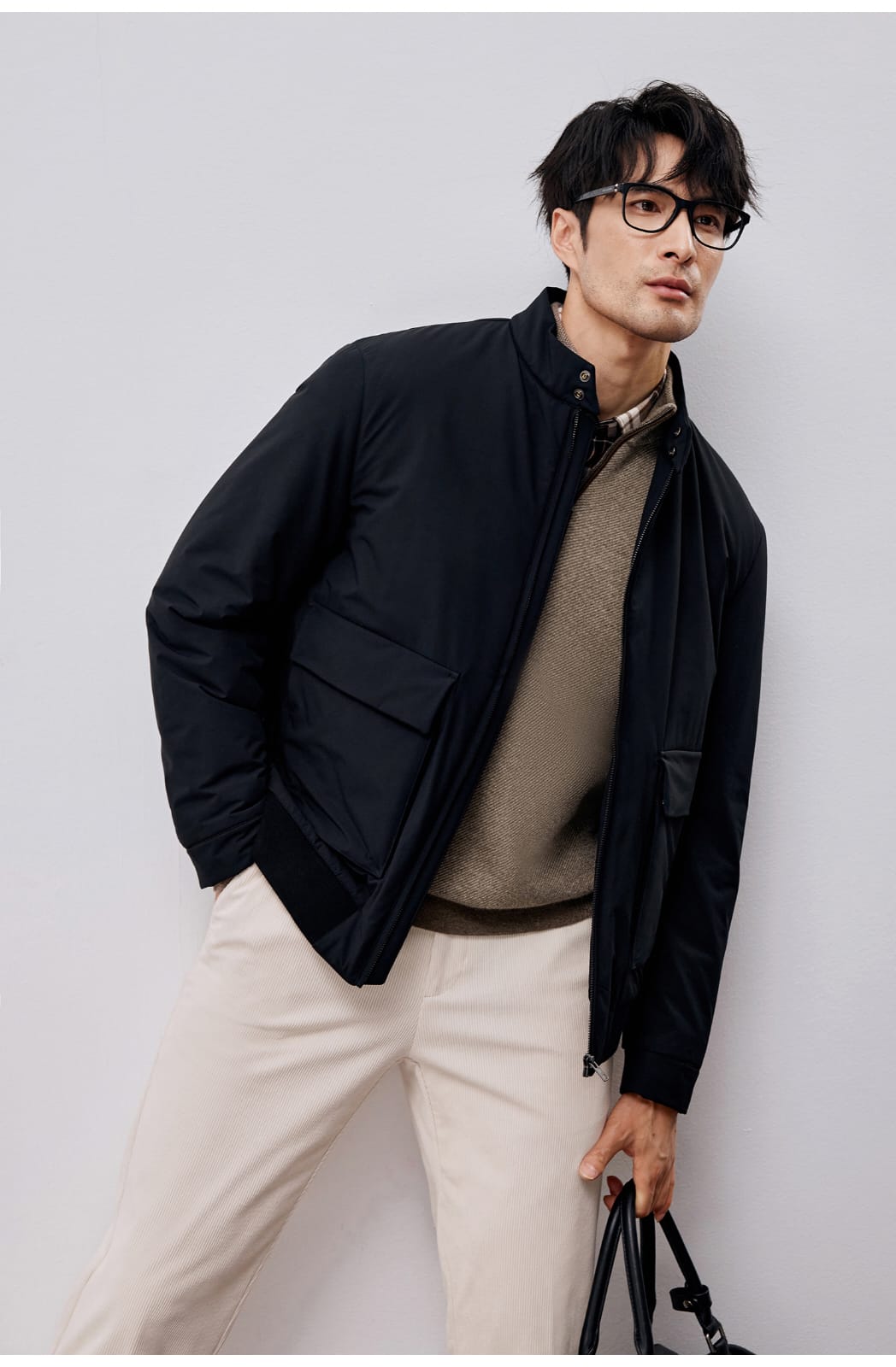 ITALIAN STYLE LIGHTWEIGHT THERMAL STAND COLLAR JACKET