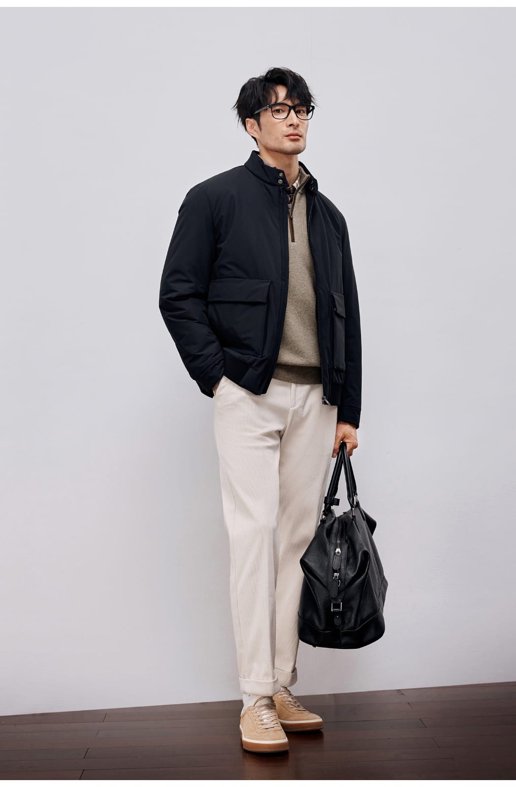 ITALIAN STYLE LIGHTWEIGHT THERMAL STAND COLLAR JACKET