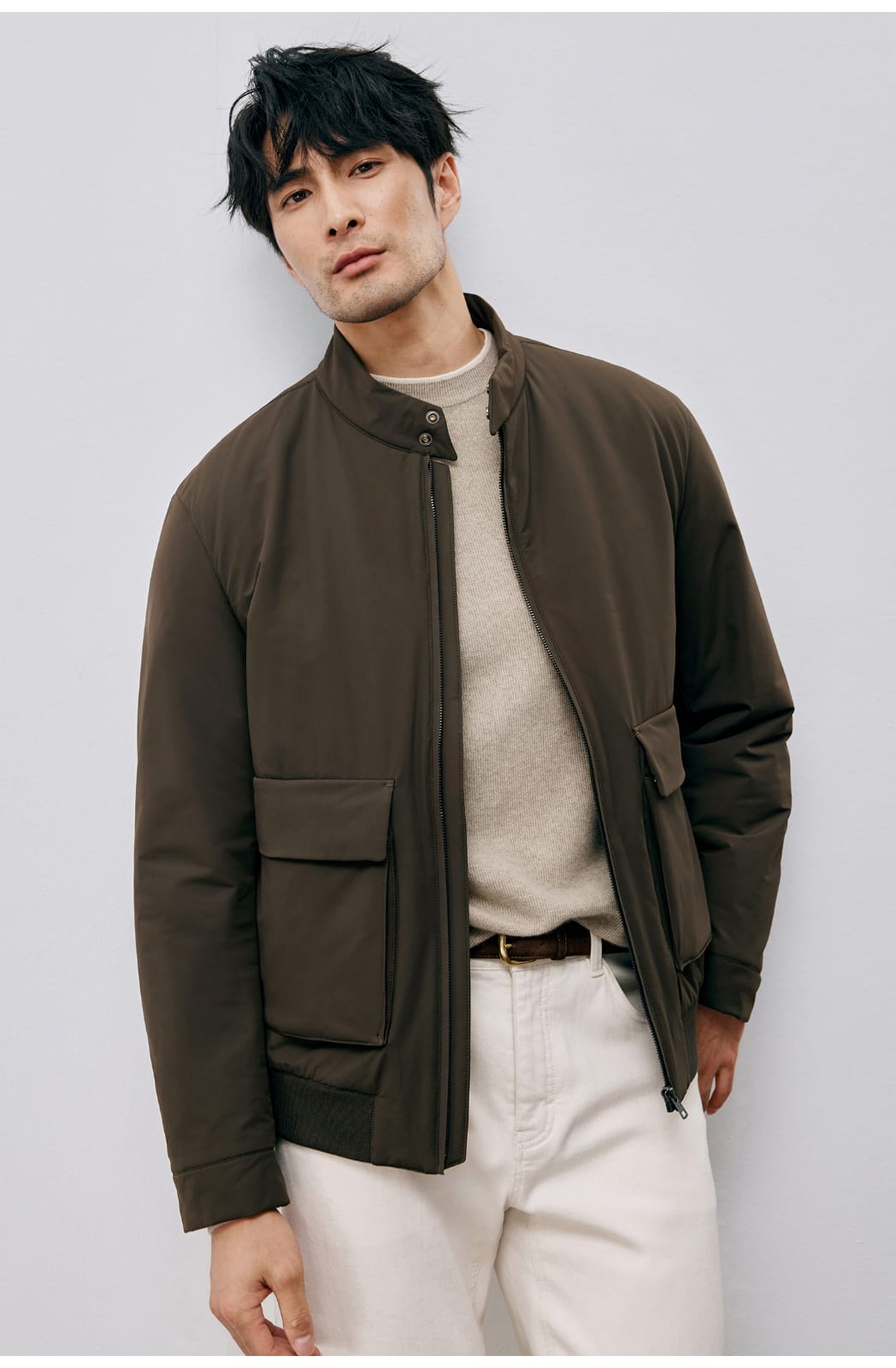 ITALIAN STYLE LIGHTWEIGHT THERMAL STAND COLLAR JACKET