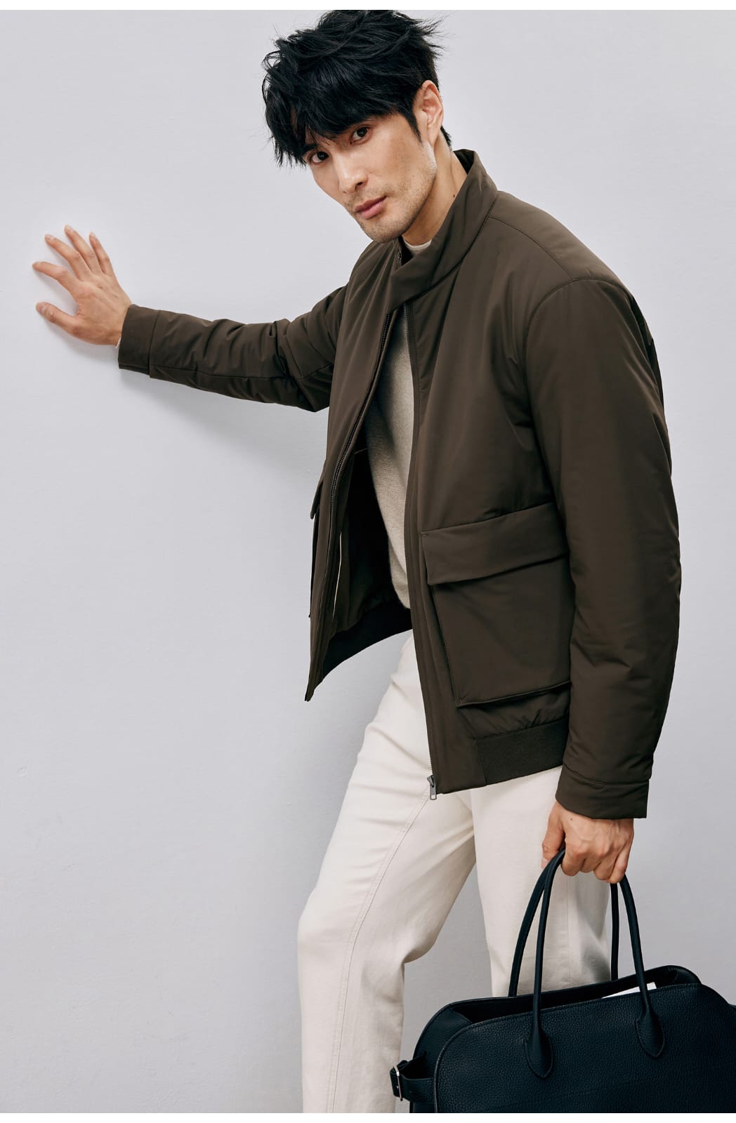 ITALIAN STYLE LIGHTWEIGHT THERMAL STAND COLLAR JACKET