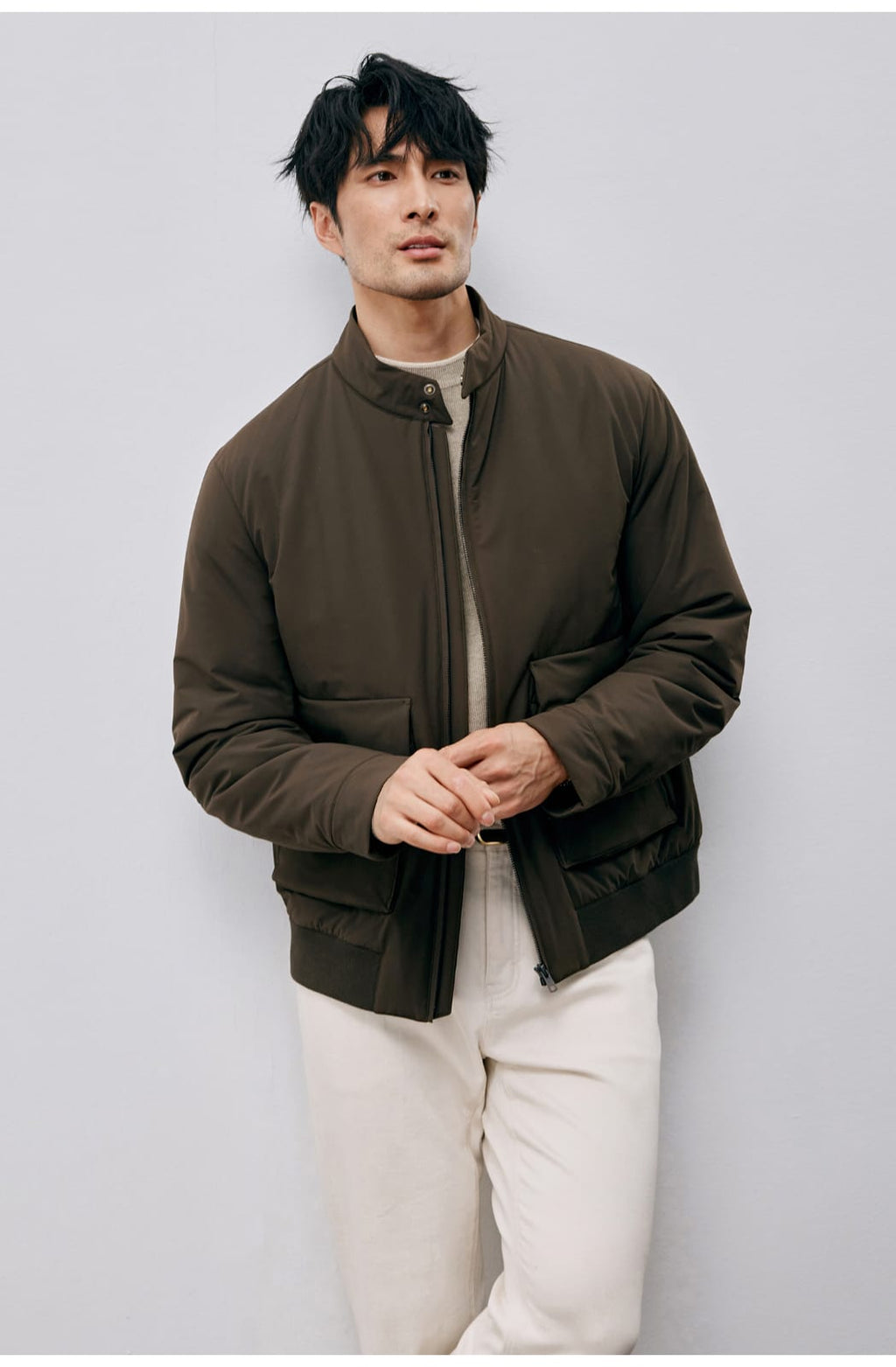 ITALIAN STYLE LIGHTWEIGHT THERMAL STAND COLLAR JACKET