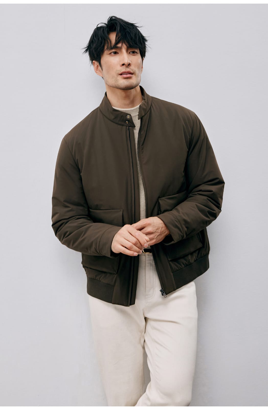 ITALIAN STYLE LIGHTWEIGHT THERMAL STAND COLLAR JACKET