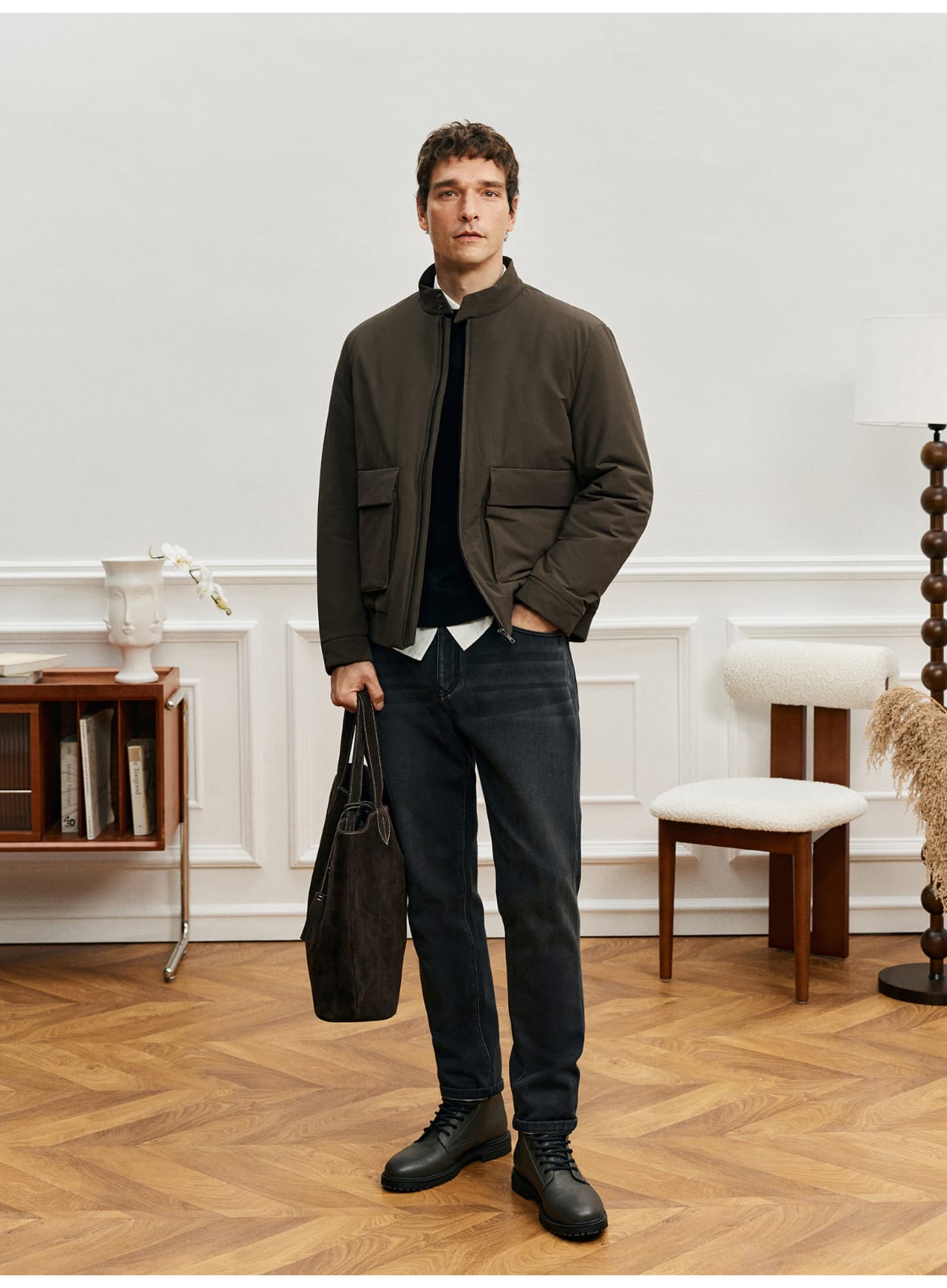 ITALIAN STYLE LIGHTWEIGHT THERMAL STAND COLLAR JACKET