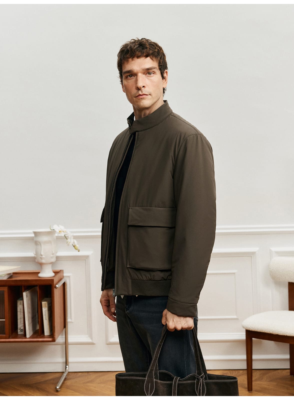 ITALIAN STYLE LIGHTWEIGHT THERMAL STAND COLLAR JACKET