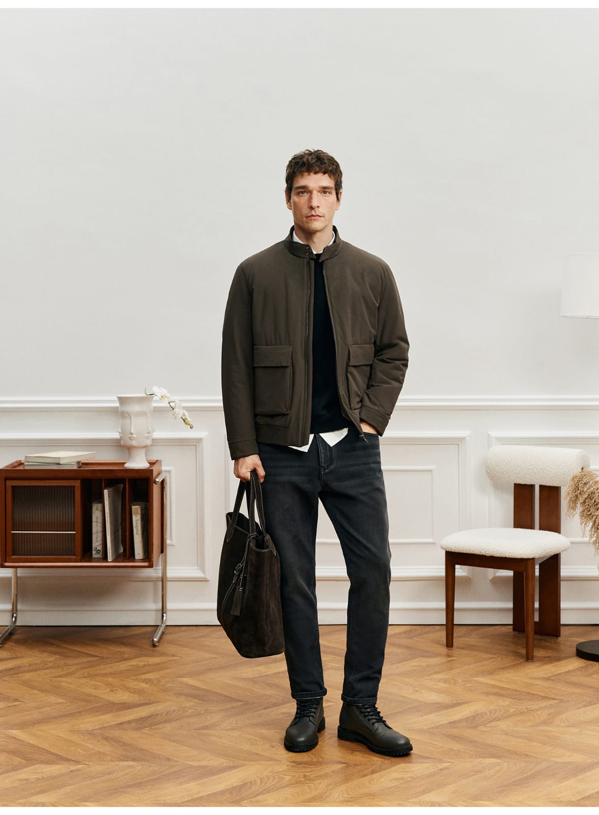 ITALIAN STYLE LIGHTWEIGHT THERMAL STAND COLLAR JACKET