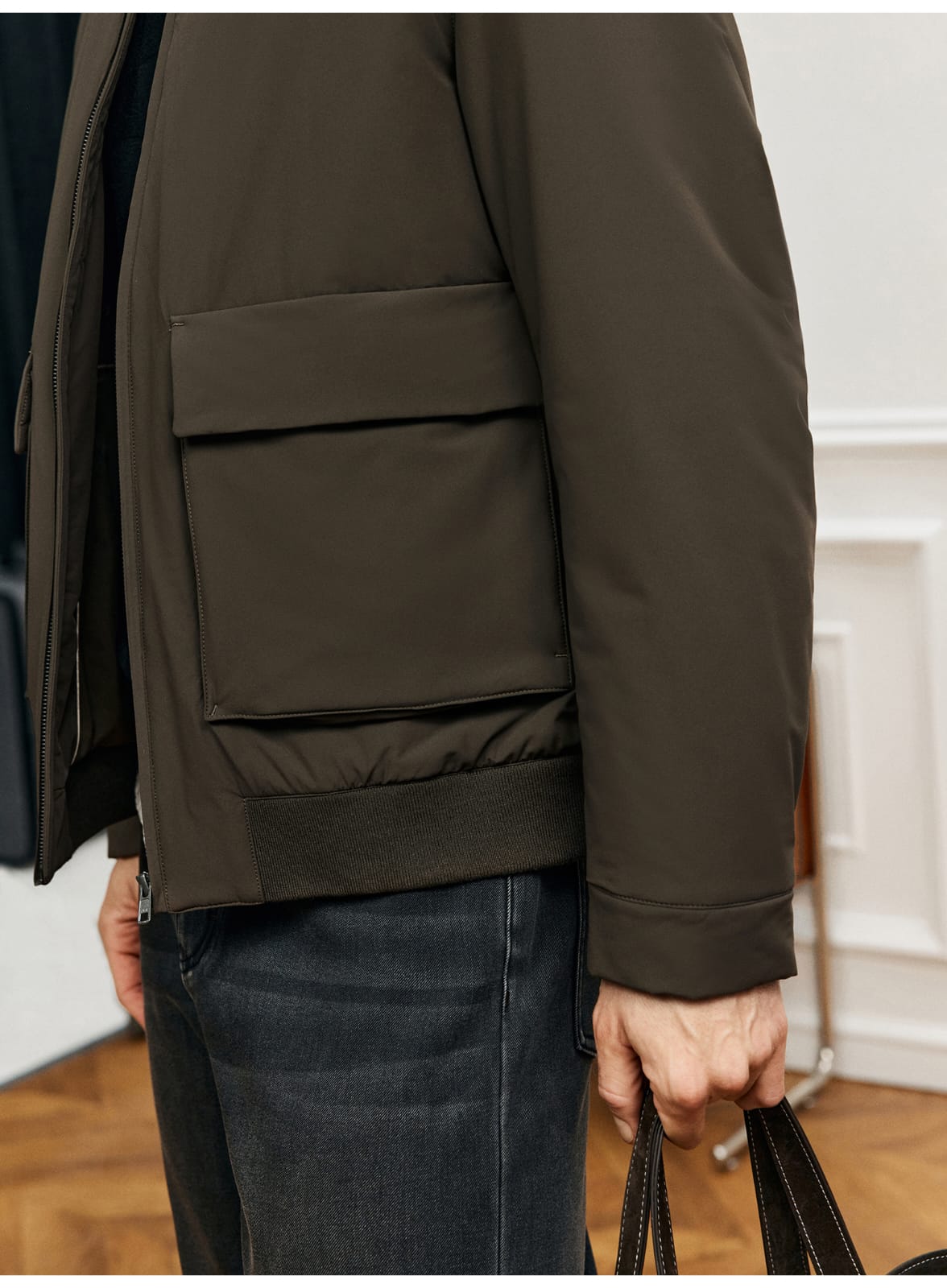 ITALIAN STYLE LIGHTWEIGHT THERMAL STAND COLLAR JACKET