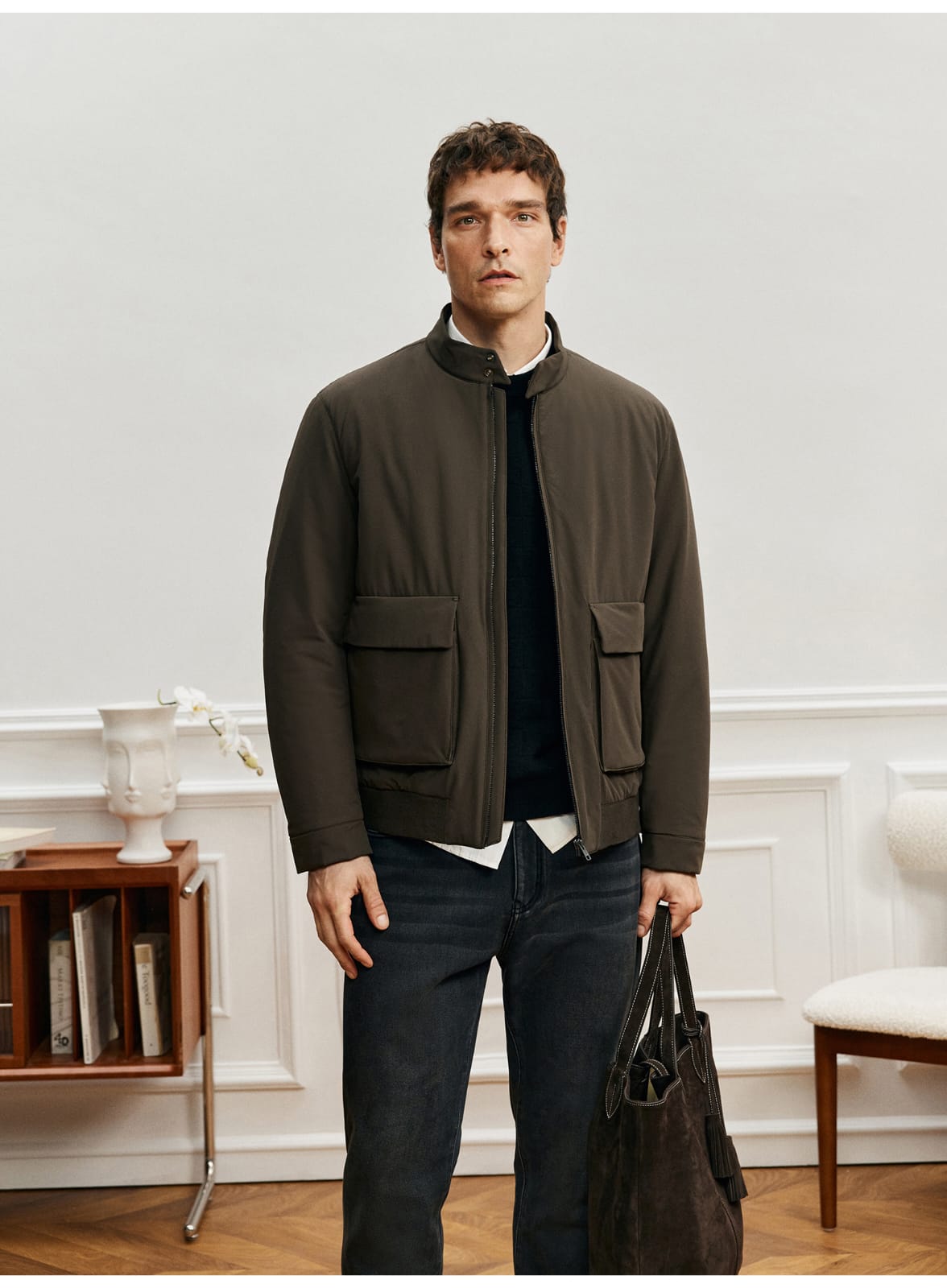ITALIAN STYLE LIGHTWEIGHT THERMAL STAND COLLAR JACKET