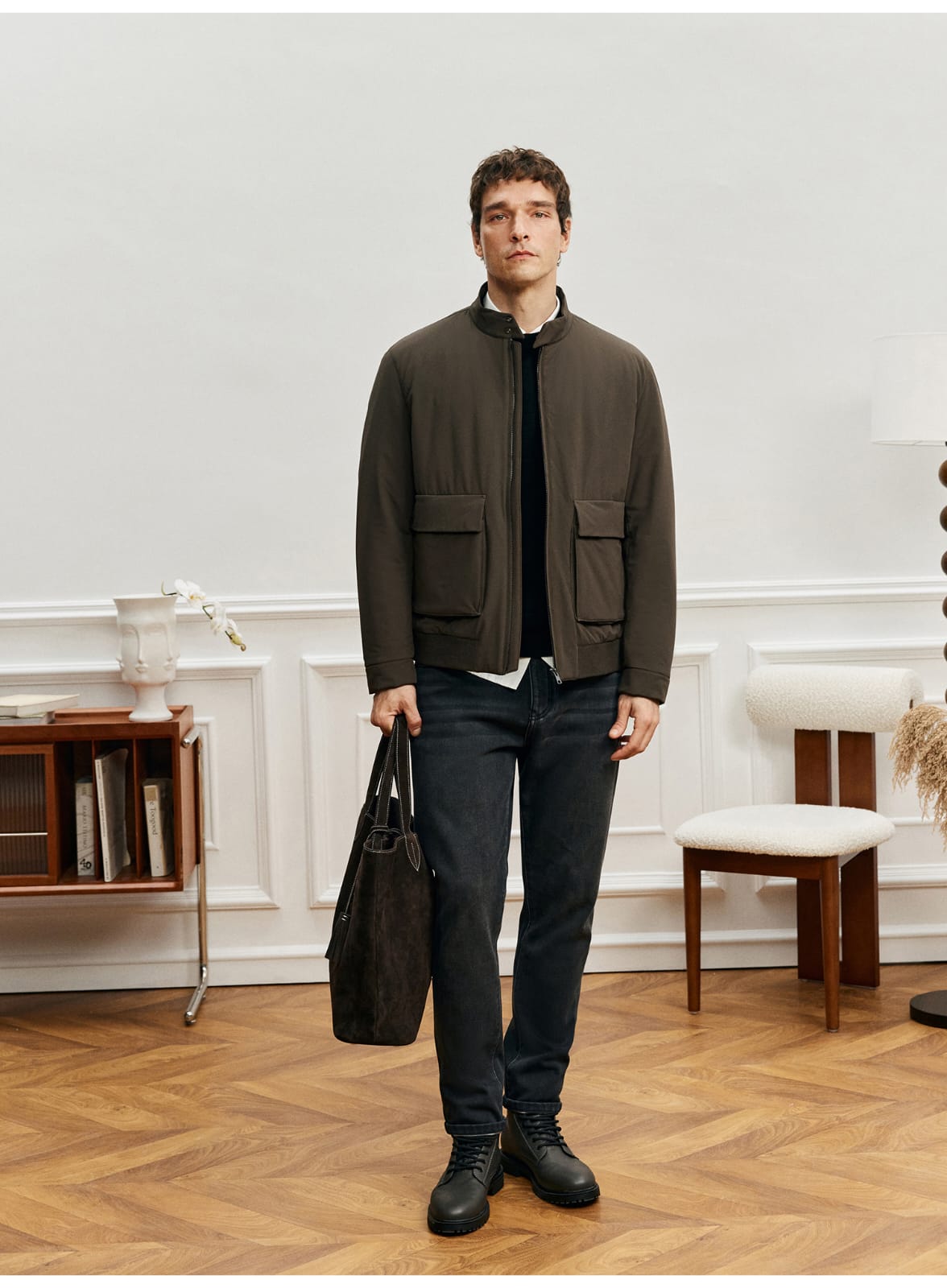 ITALIAN STYLE LIGHTWEIGHT THERMAL STAND COLLAR JACKET