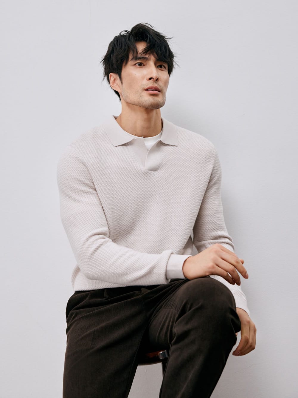 ELEGANT TASMANIAN WOOL CASHMERE WINTER POLO SWEATER