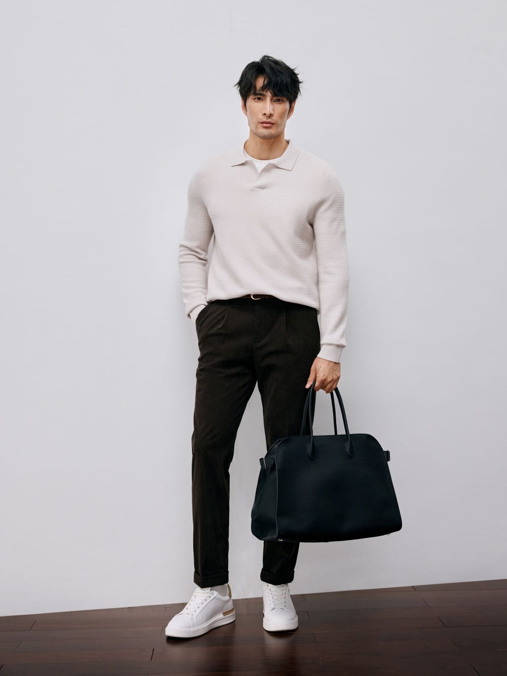 ELEGANT TASMANIAN WOOL CASHMERE WINTER POLO SWEATER