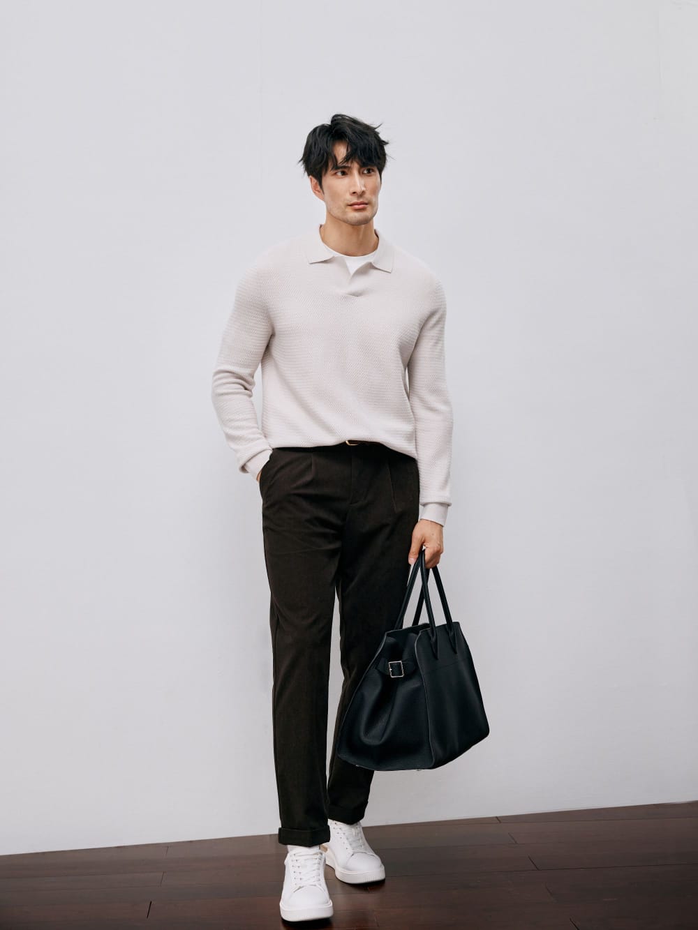 ELEGANT TASMANIAN WOOL CASHMERE WINTER POLO SWEATER