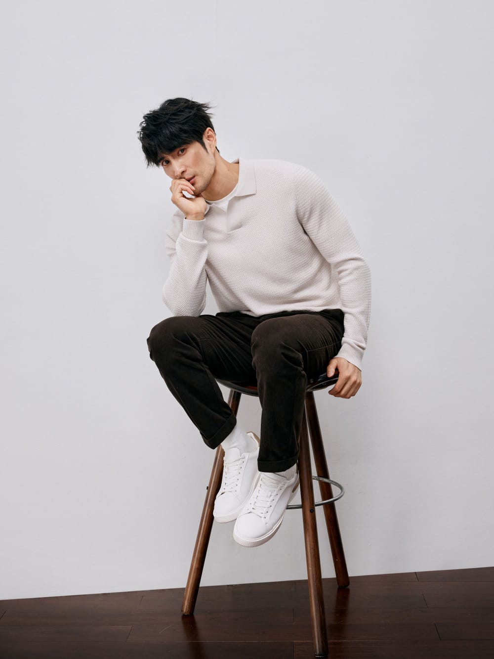 ELEGANT TASMANIAN WOOL CASHMERE WINTER POLO SWEATER