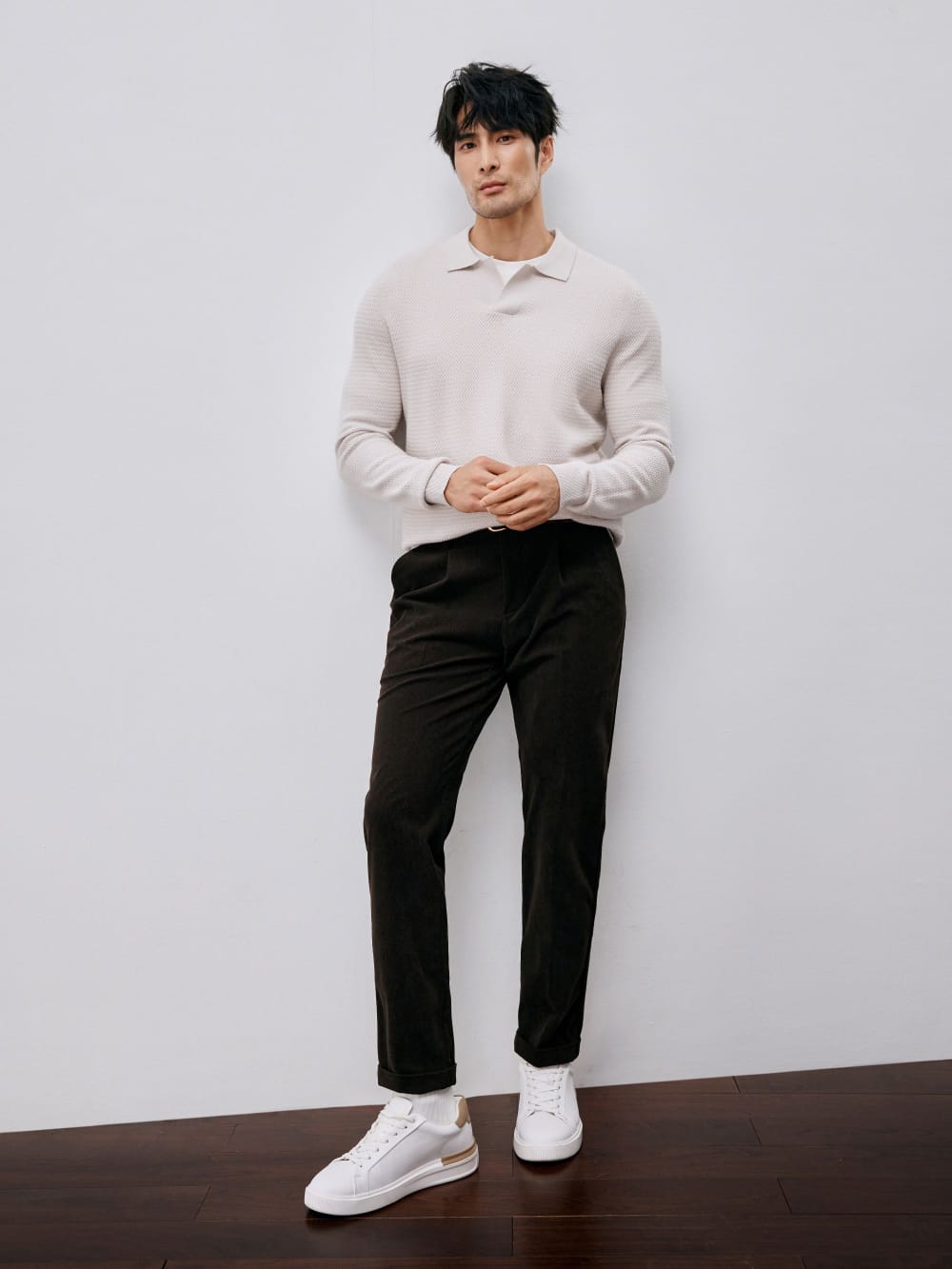 ELEGANT TASMANIAN WOOL CASHMERE WINTER POLO SWEATER